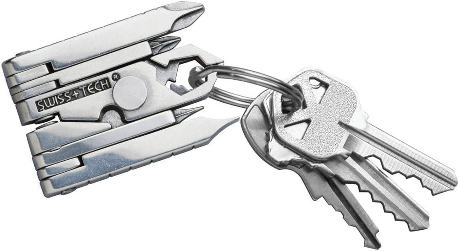 SWISS+TECH ST53100 Stainless Steel 19-In-1 Key Chain Multi Tool, Polished Finish (Single Pack)