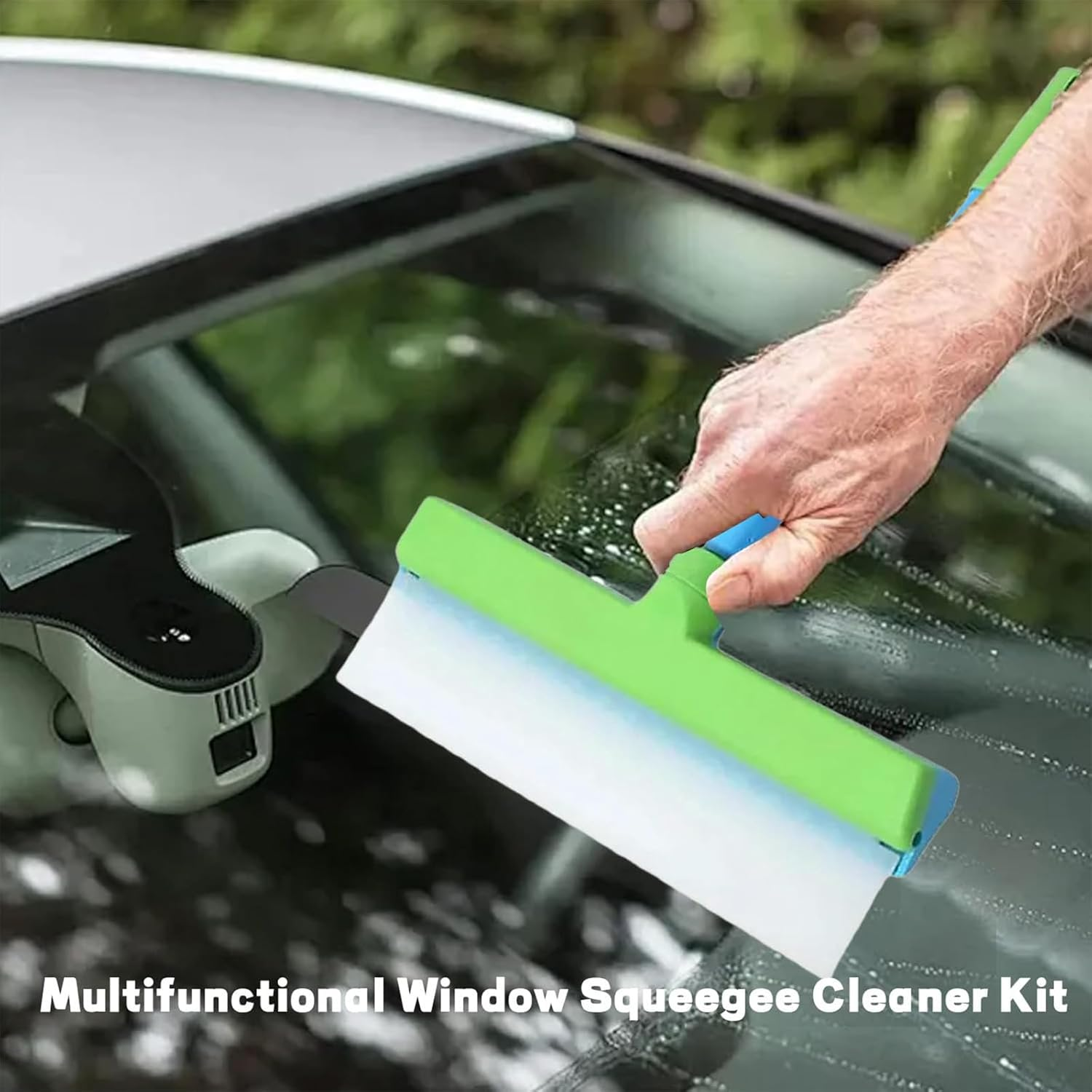 3-In-1 Silicone Window Cleaning Kit &ndash; Streak-Free Squeegee for Shower Glass, Mirrors, Car Windows & Home &ndash; Includes Scraper & Microfibre Cloth (Blue White-1 Pc) - Blue White-2 Pcs image number 4