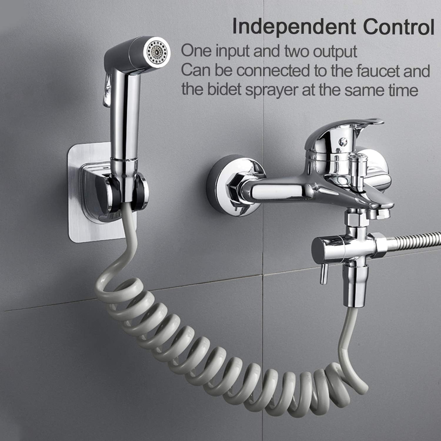 LYSAIMG Metal T-Adapter with Shut-Off T Valve,T Shape Valve for Shower Splitter Diverter,3-Way Connector,For Handheld Toilet Bidet Spray Bathroom image number 2