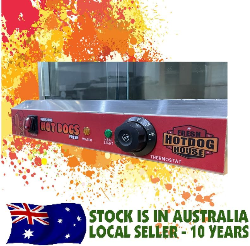 Hot Dog Steamer Bun Warmer Hotdog Display Cabinet Glass Doors Sausage Machine image number 1