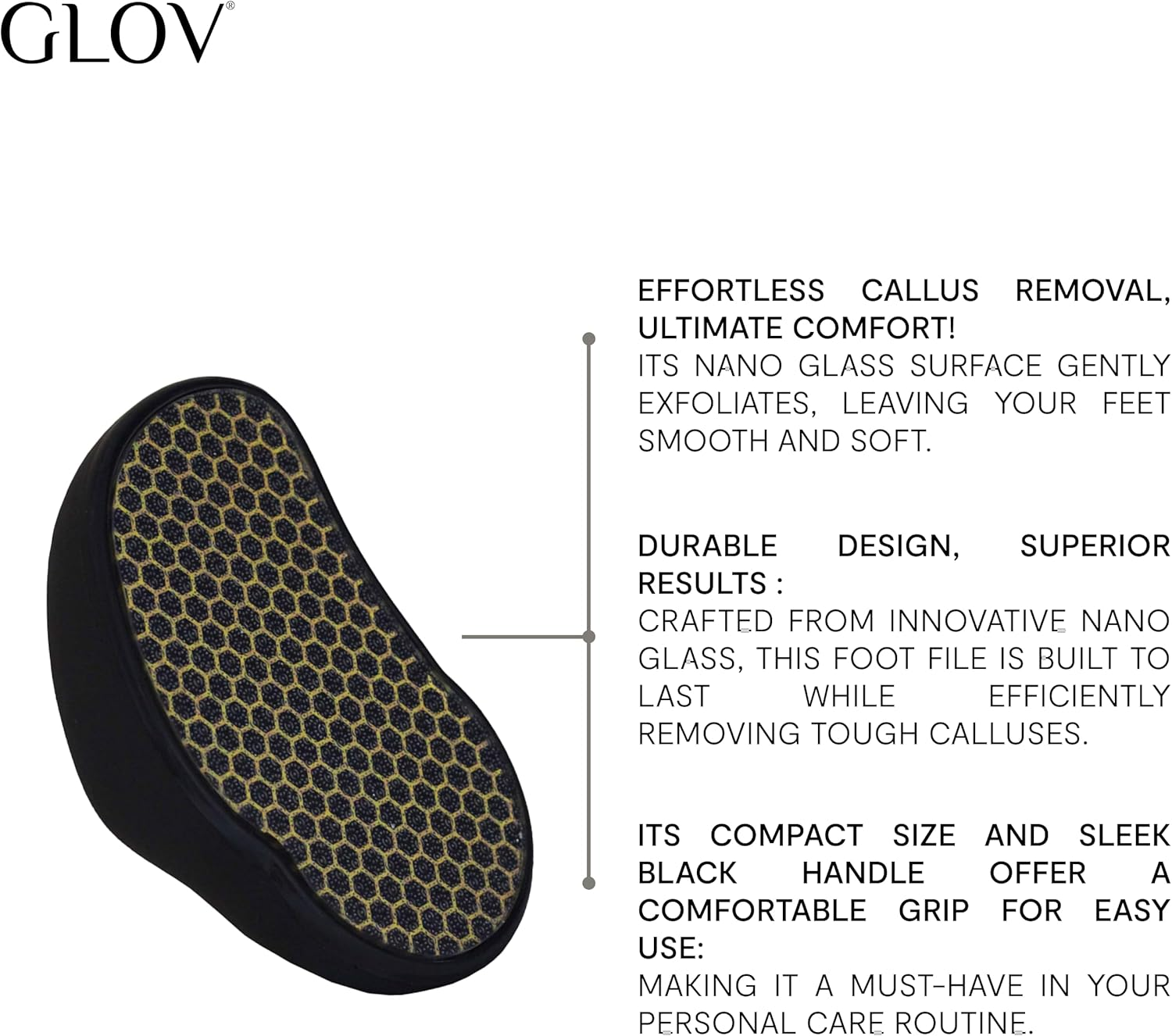 Glov 3D Nano Foot File Glass Material Black Ergonomic Reusable Gentle Callus Removal for Dry and Wet Skin Durable Care Product for Foot Health and Foot Care image number 6