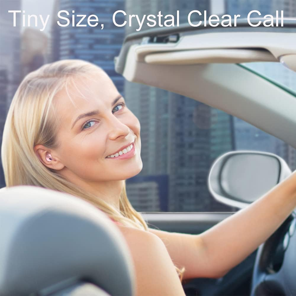 Eleror Mini Wireless Bluetooth Earbuds Invisible Earpiece Small Ear Buds Semi In-Ear Headphone for Work, Walk, Handsfree, Sleep on Side (White) image number 6