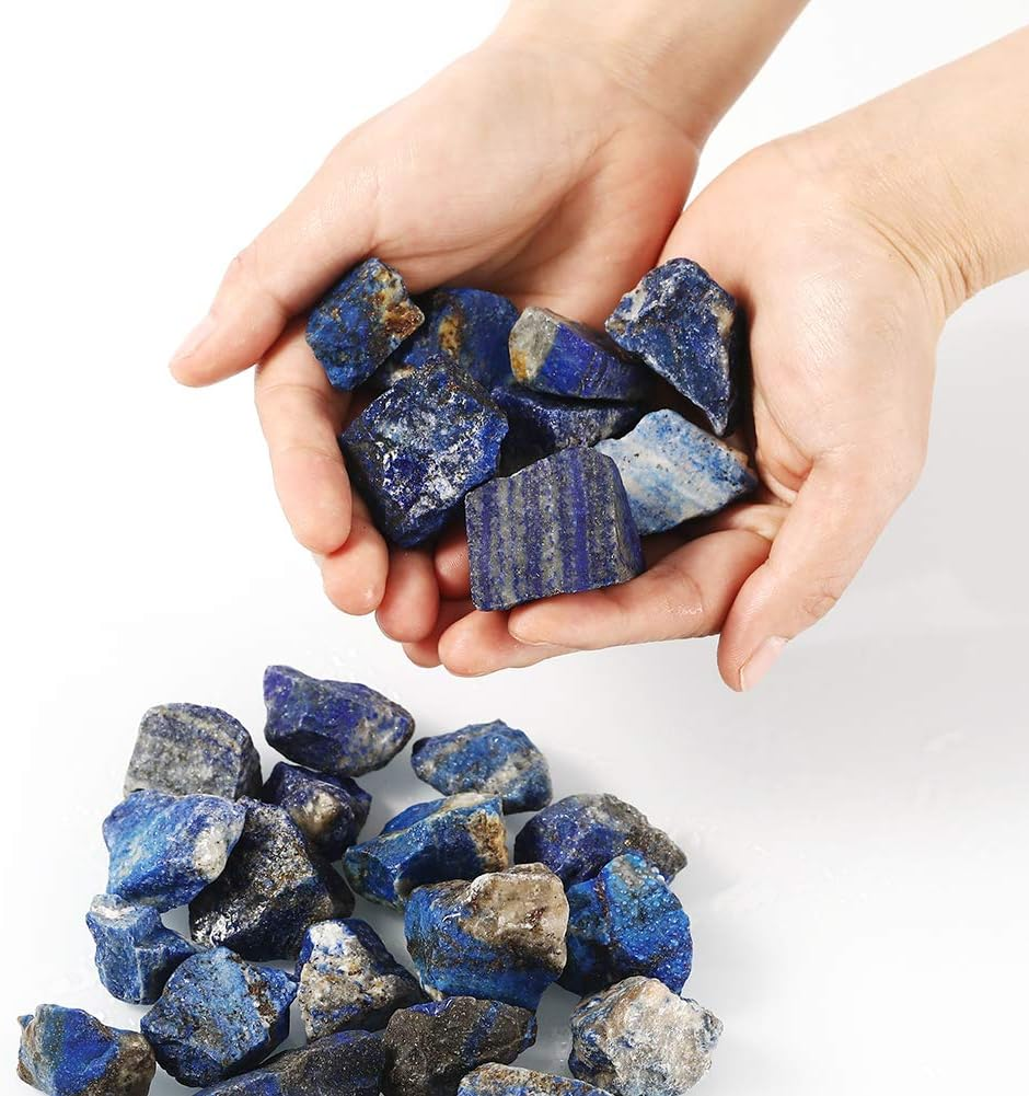 Bingcute 1Lb Bulk Raw Rough Lapis Lazuli Stones Raw Natural Stones for Tumbling,Cabbing,Polishing,Wire Wrapping,Gem Mining, Wicca and Reiki Crystal Healing-Large 1"-1.5" image number 3