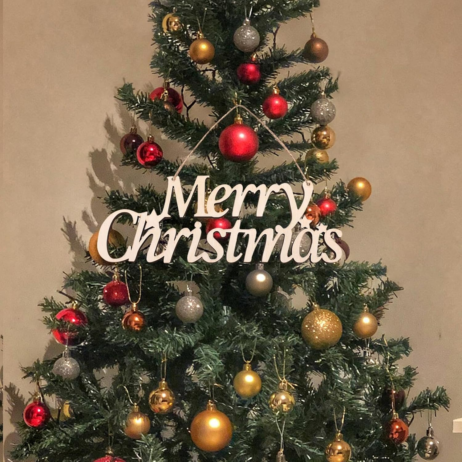 TENOL Merry Christmas Wood Sign Decoration Indoor Outdoor Hanging Wooden Wall Signs for Living Room Fence Christmas Tree Window, None B image number 1