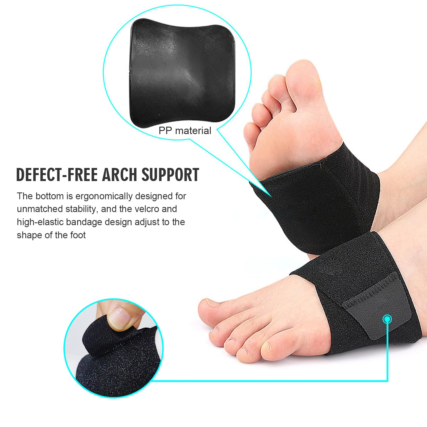 Arch Support Braces for Plantar Fasciitis Relief,Non-Slip Wearable Arch Support,H HOME-MART Built-In Orthotics Gel Pads for Flat Feet High & Fallen Arch Unisex Fit image number 1