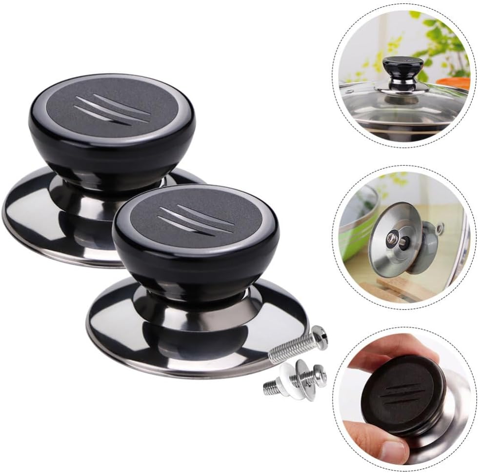 Bestonzon 2Pcs Pot Lid Knobs Universal Pot Lid Cover Knob Replacement Kitchen Cookware Knob Handle image number 4