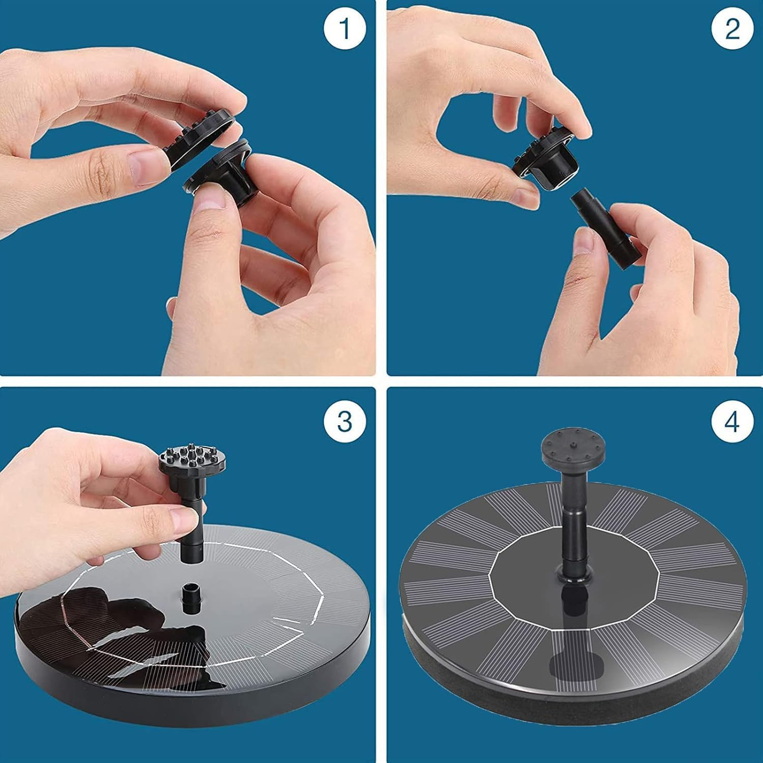 Solar Fountain Pump, Solar Powered Water Features with 6 Nozzles for the Garden, 7V 1.5W Floating Solar Powered Fountains for Bird Bath Pool Patio Pond and Fish Tank image number 2