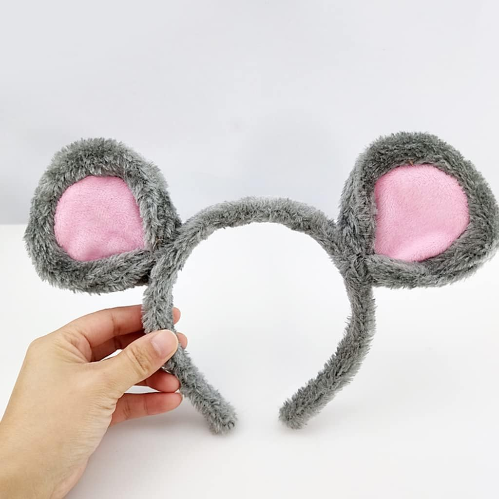 Haveratio Soft Bear Ears Headbands Plush Mouse Ears Hair Hoop for Washing Face Cartoon Animal Hairbands Halloween Costume - Grey image number 6