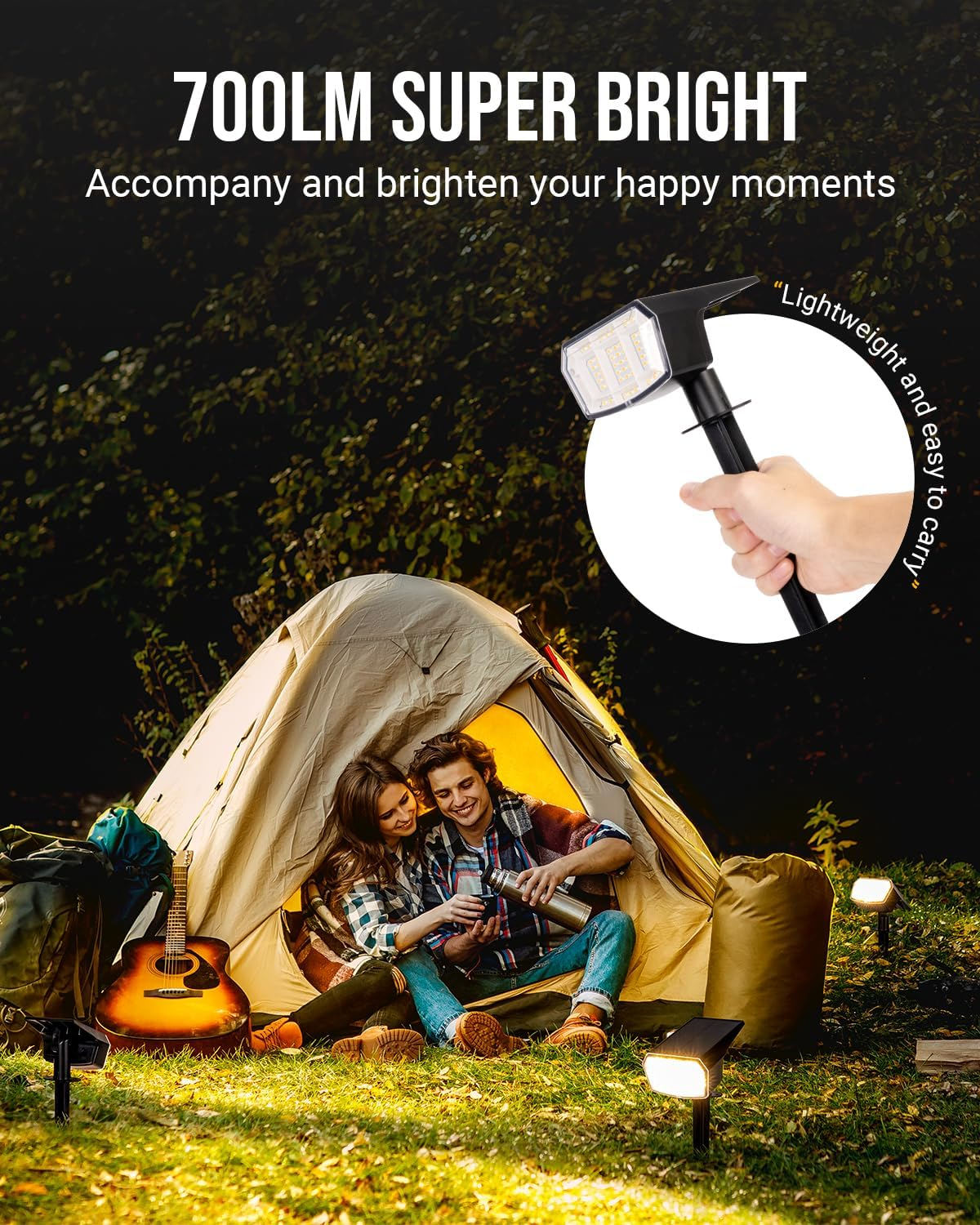 Solar Lights Outdoor Lighting IP65 Waterproof, 63LED Soalr Spotlights, 6 Pack Solar Powered Lights for Outside, Outdoor, Yard, Landscape Lights-Warm Light