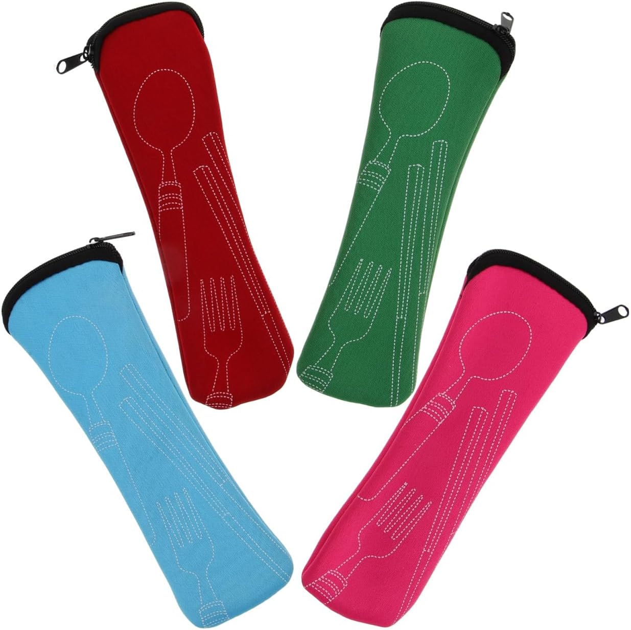 Garneck 4Pcs Portable Cutlery Storage Pouch: Multi-Function Flatware Utensil Bag for Outdoor Travel Camping Dinnerware Carrying Case for Fork Spoon Knife Chopsticks image number 5