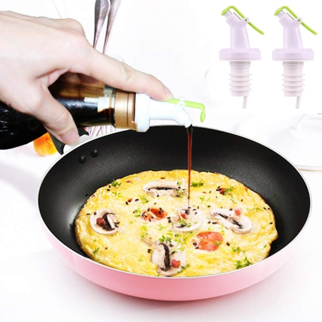 Kitchenware Gadgets 2 PCS Kitchen Leakproof Liquid Flavouring Oil Soy Sauce Vinegar Spice Jar Bottle Cap anti Choking Drinking Bottle Milk Bottle Cover Kitchenware Gadgets image number 5