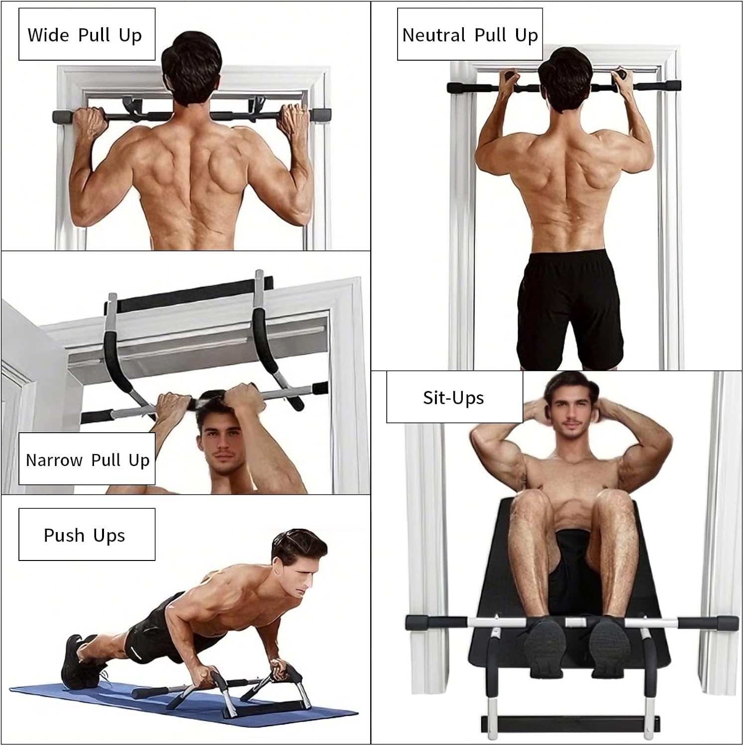 Pull up Bar for Doorway, Adjustable Width Locking, Stainless Steel Gym Equipment, Home Gym Portable, for Strengthening Exercises at Home or Gym image number 4