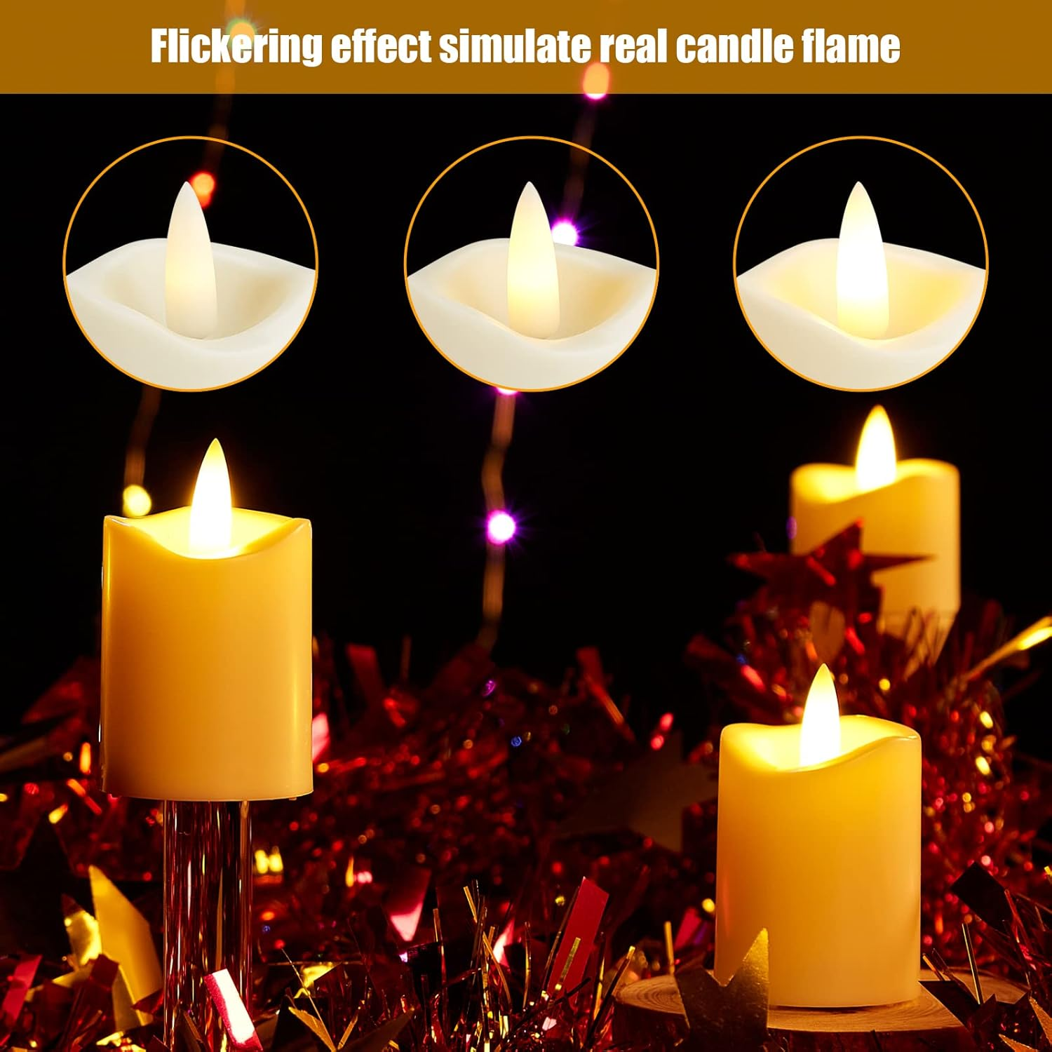 IMAGE Votive LED Candles with Timer, 12 Pcs Flameless Flickering Ivory Candles for Wedding, Halloween, Christmas Decor, Party and Home Decoration (Ivory White) image number 5