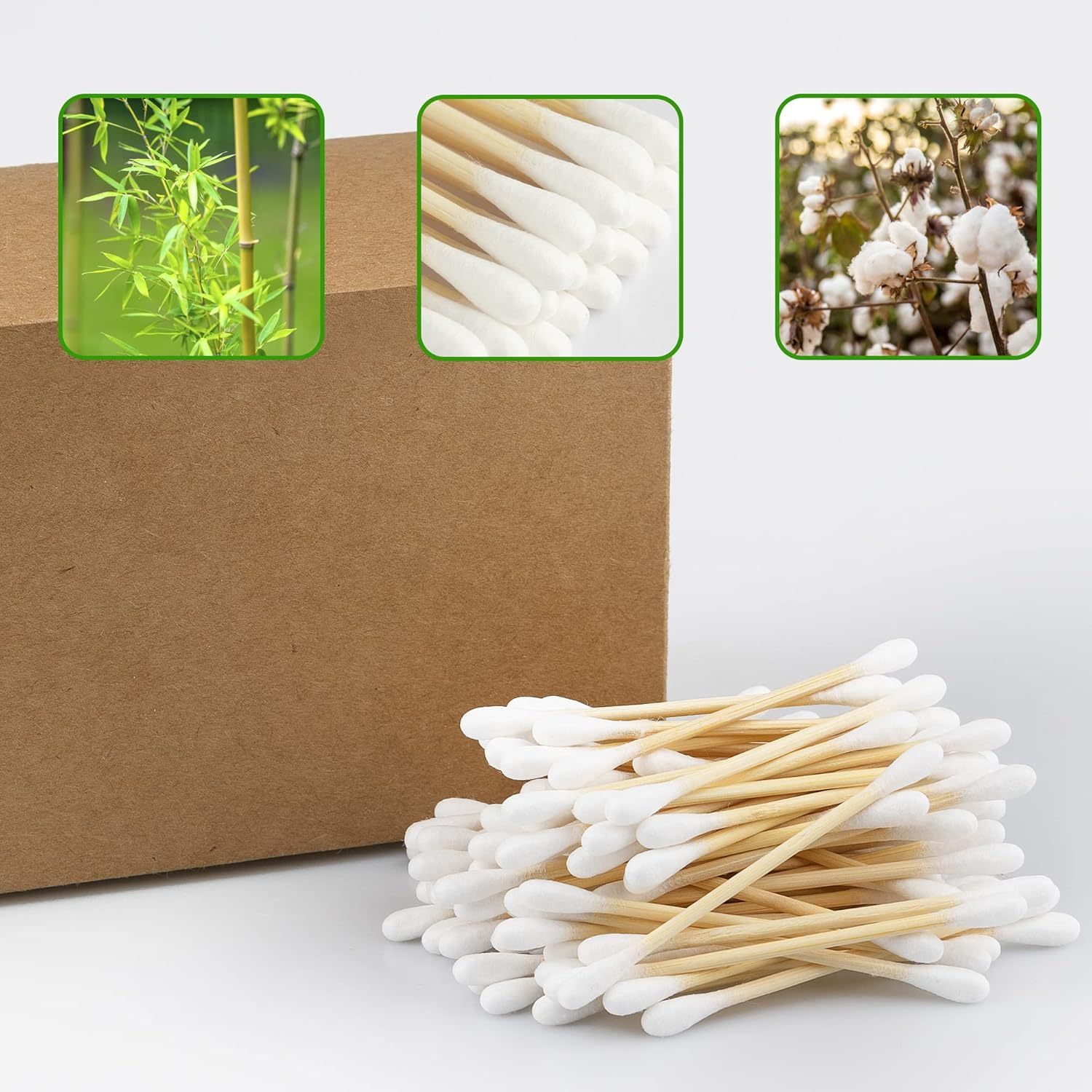 FOVURTE Bamboo Cotton Swabs 400 Count, Organic Cotton Swab round Tips, Natural Wooden Cotton Buds for Ears, Double Heads Ear Sticks Travel, Makeup Remover image number 5