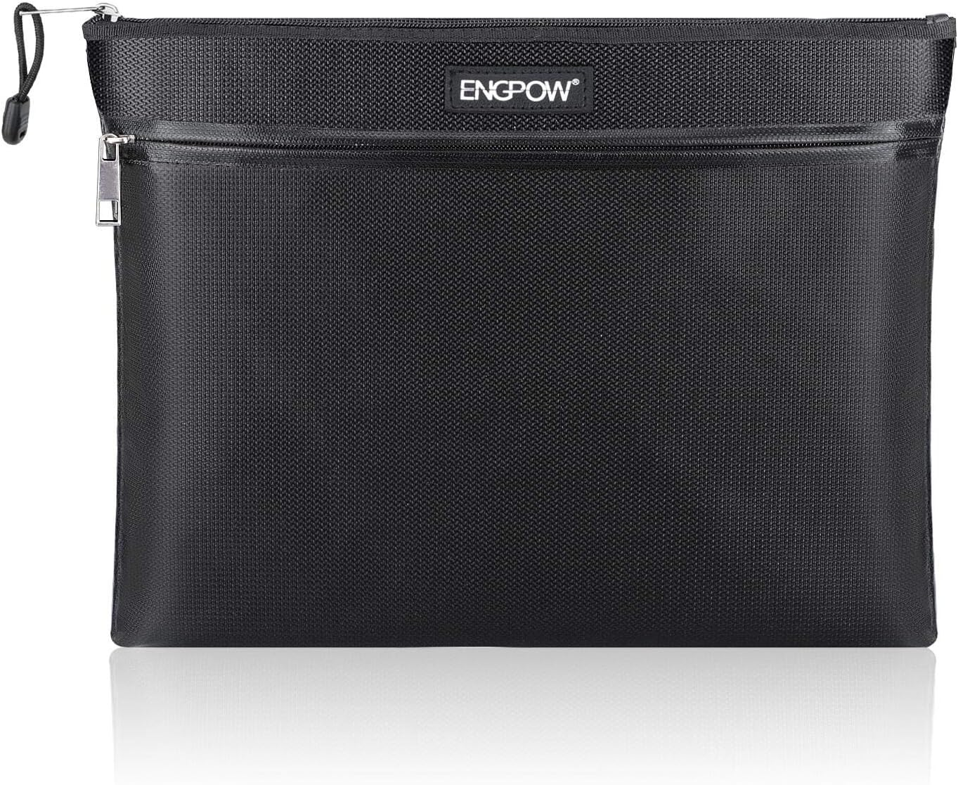 Fireproof Document Bag Two Pockets Two Zippers,Engpow Fireproof Safe Bag 13.4"X 10.2" Waterproof and Fireproof Money Bag Fire Safe Pouch File Storage for A4 Document Holder,Cash and Tablet image number 2