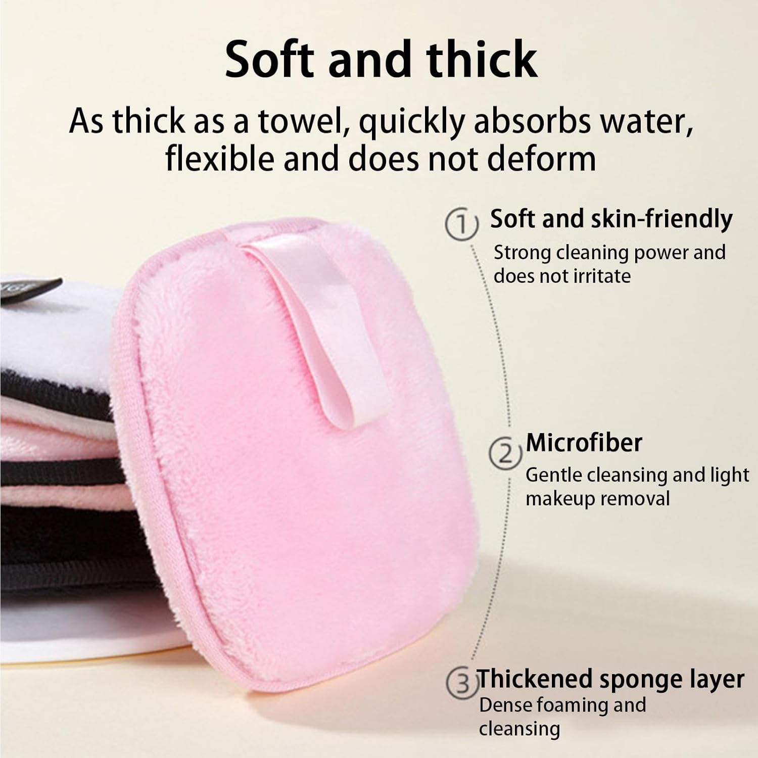 Zibeem Reusable Face Pads | 4 Count Facial Cleaning Cloth | Eco-Friendly Washable Face Cleansing Eco Pads for All Skin Types image number 2