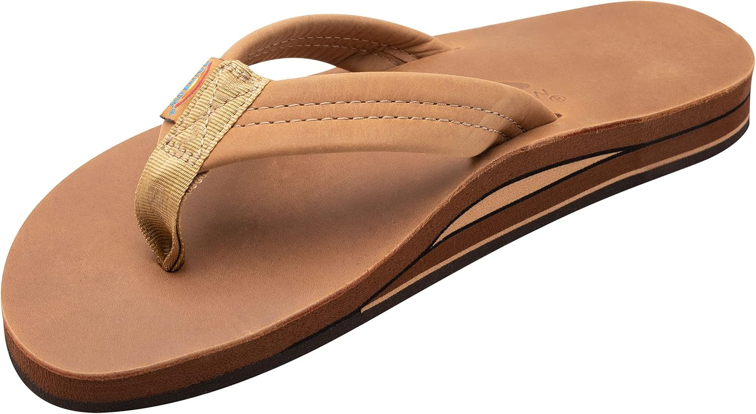 Rainbow Sandals Mens Luxury Leather - Double Layer Arch Support with 1" Strap