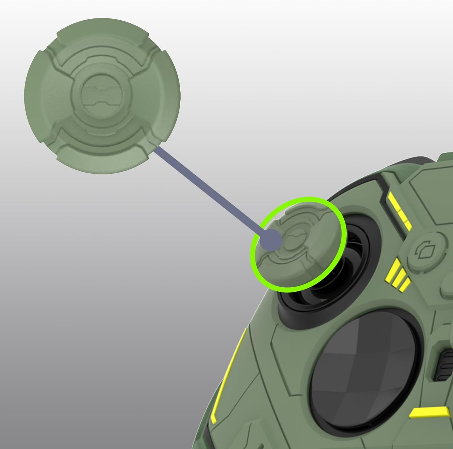 Playvital Stellar Mecha Silicone Cover Skin for Xbox Elite Series 2 & Elite Series 2 Core, Non-Slip Grip Protector for Xbox Elite 2 with Thumb Grips & Stickers, Army Green & Racing Green image number 4