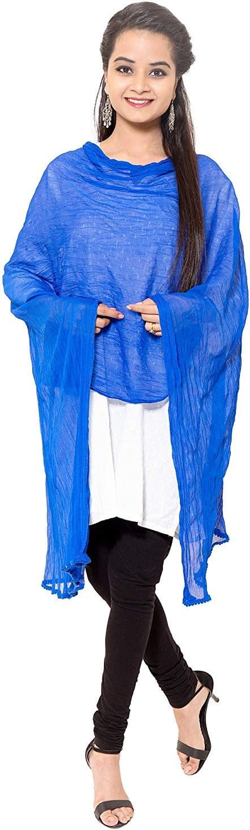 Cotton Solid Colors Women Dupatta Scarves Shawl - Leaf Green image number 3