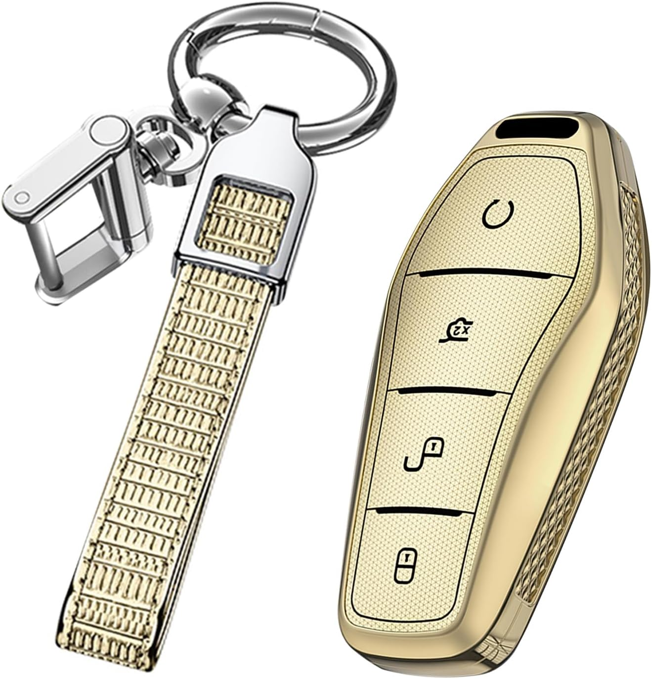 Smart Remote Car Key Case Fit for BYD Atto 3 Han Tang Dolphin Yuan Qin Seal Dolphin Song Pro-Dm-I Key Cover Keychain Protective Key Shell Plating Key Fob Holder Keyring 4 Buttons a Pink