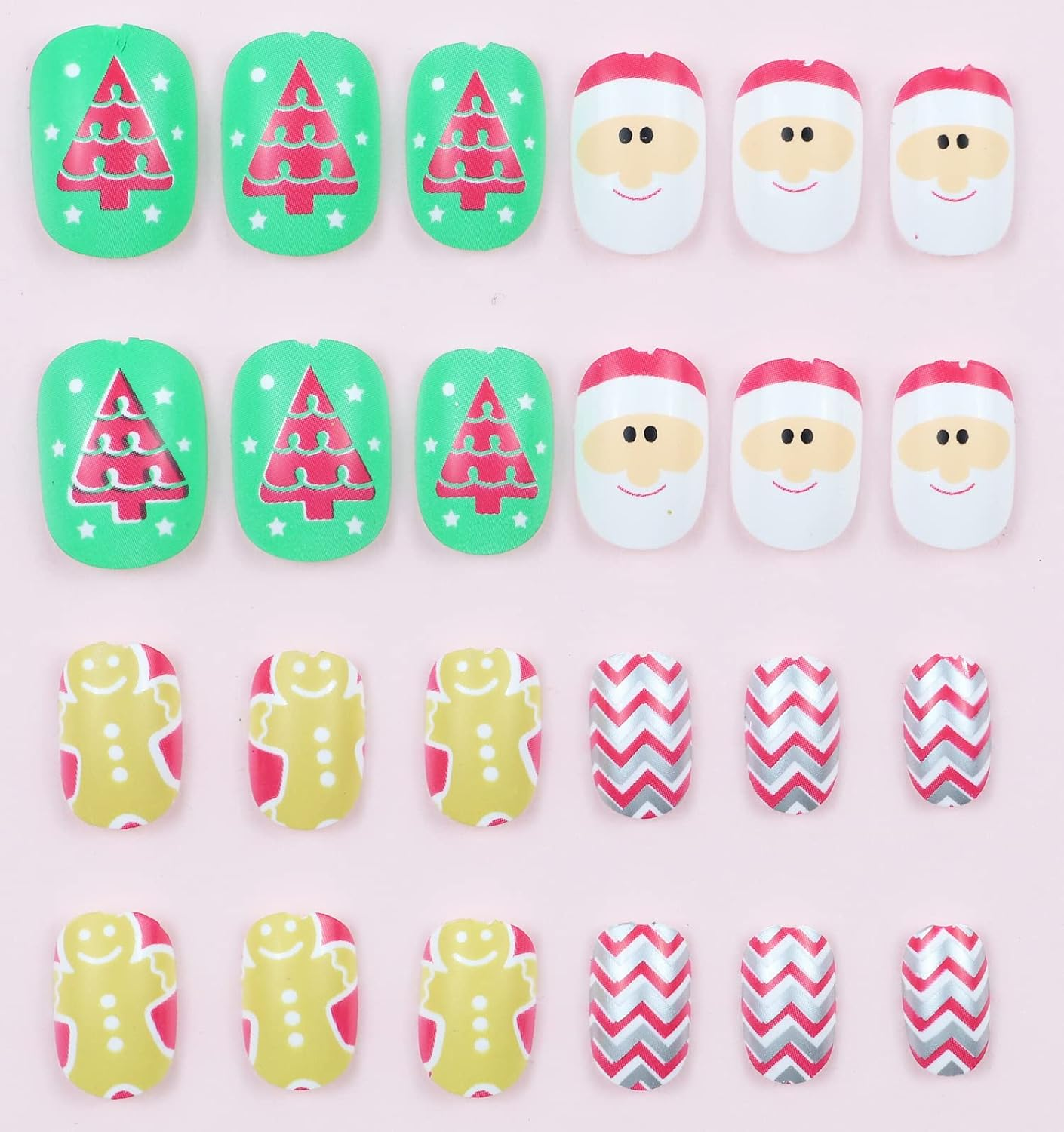 48 Pcs Kids False Nails Press on Nails Short Full Cover Christmas Snowflakes False Nails Children Little Girls Nail Tips Gift Decoration image number 5
