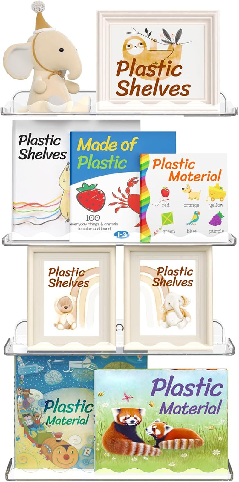 Lifewit Kids Bookshelf 4 Pack, 15" Floating Shelves for Wall Mounted, White Nursery Book Toy Hanging Racks for Baby/Toddler/Children in Bedroom, Living Room Decor