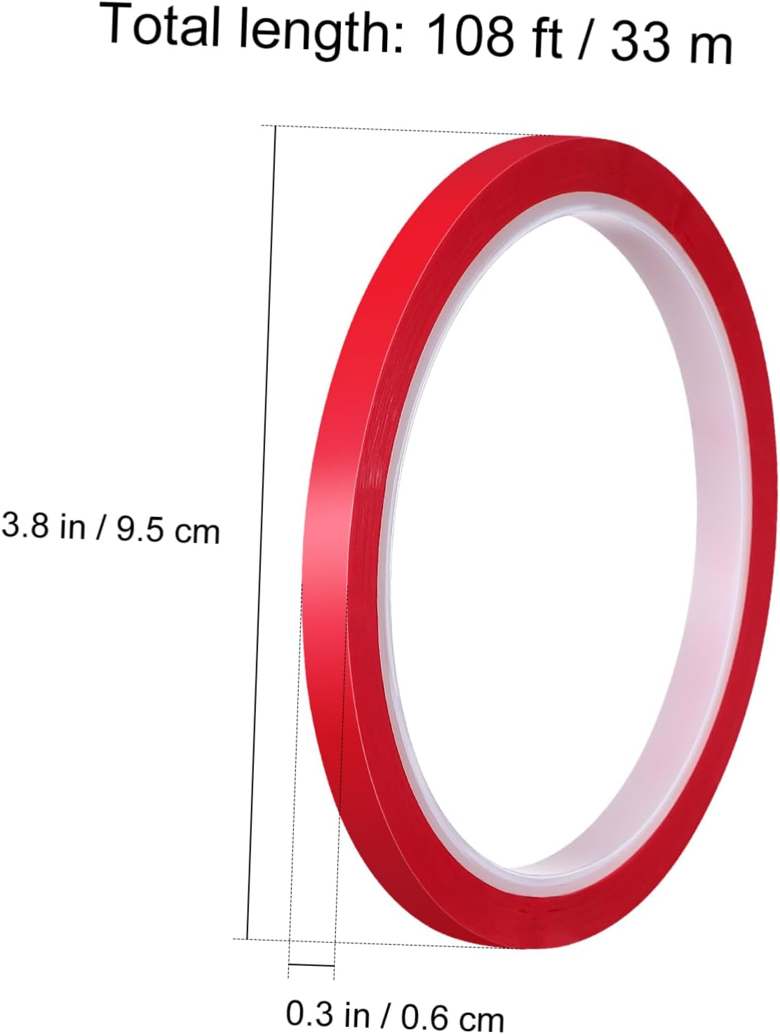 Car Decorative Strip Adhesive Tape 1 Roll Red 6Mm X 33M Polyester for Automotive Trim and Insulation