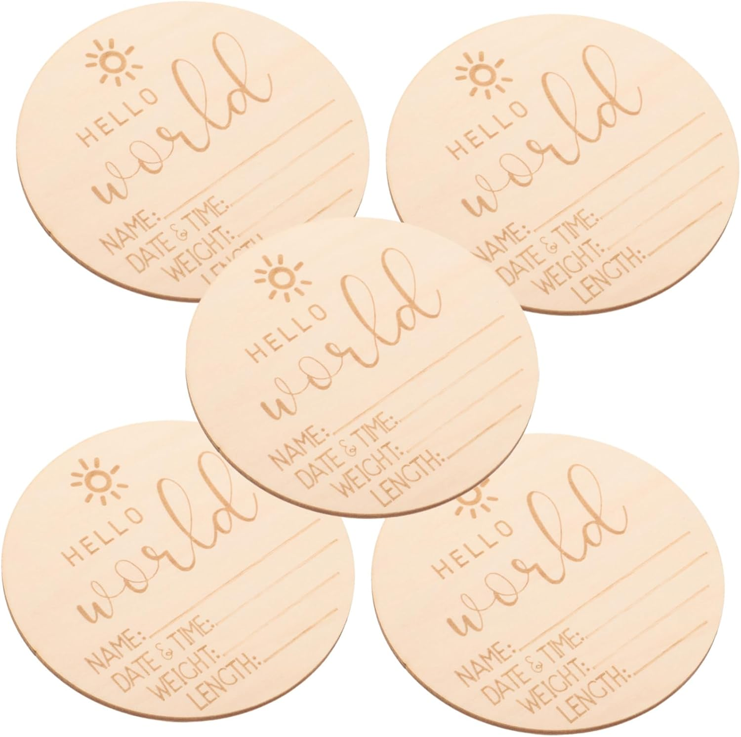 VICASKY 5Pcs Wooden Birth Announcement Cards for Newborns Name Sign Cards for Shower Party Decorations image number 3