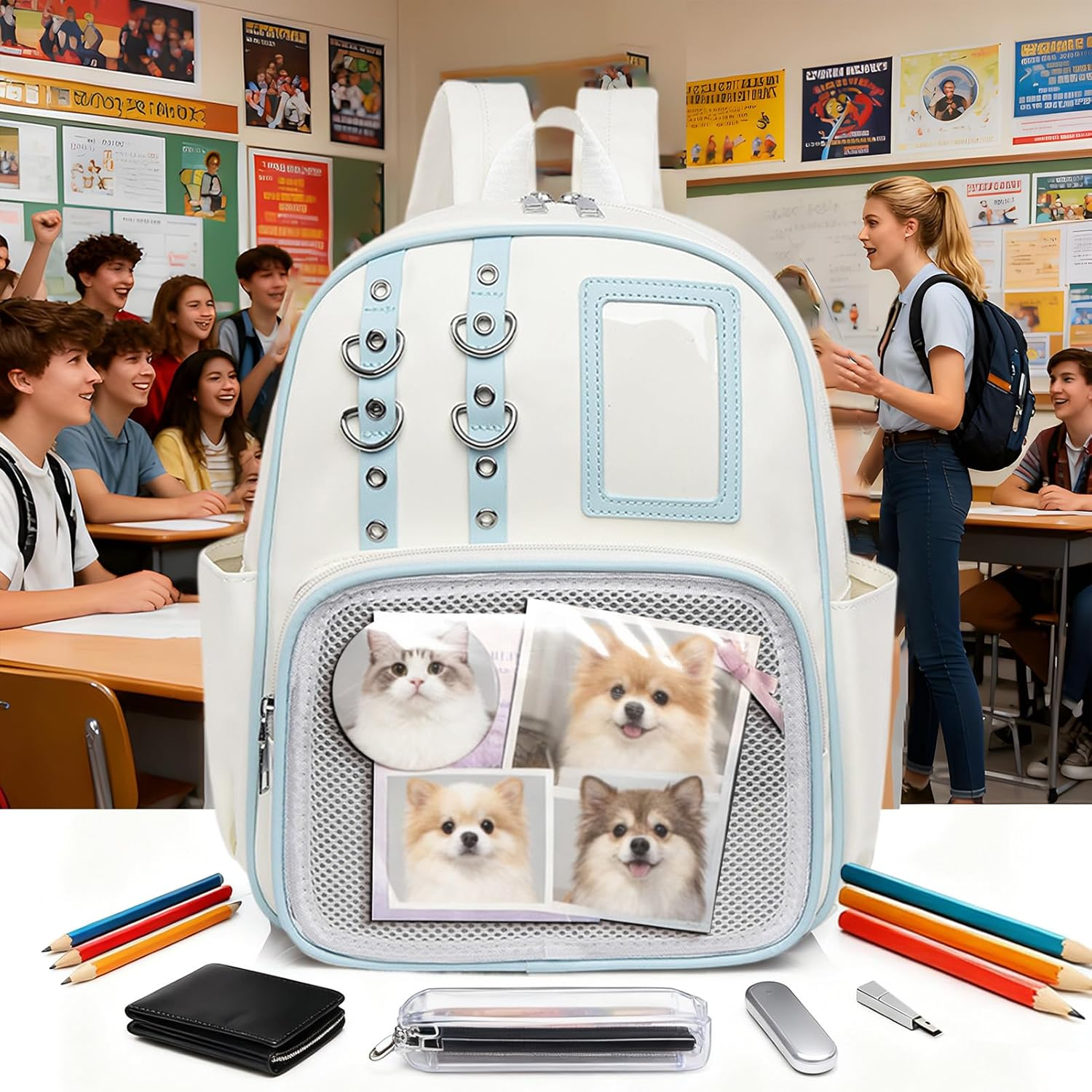 PU Bag,Organizer Purse with Pin Board - Badge Display Purse | for Work Fitness Everyday Sports Travel Luggage Hiking Comic Con Outdoors - Black image number 2