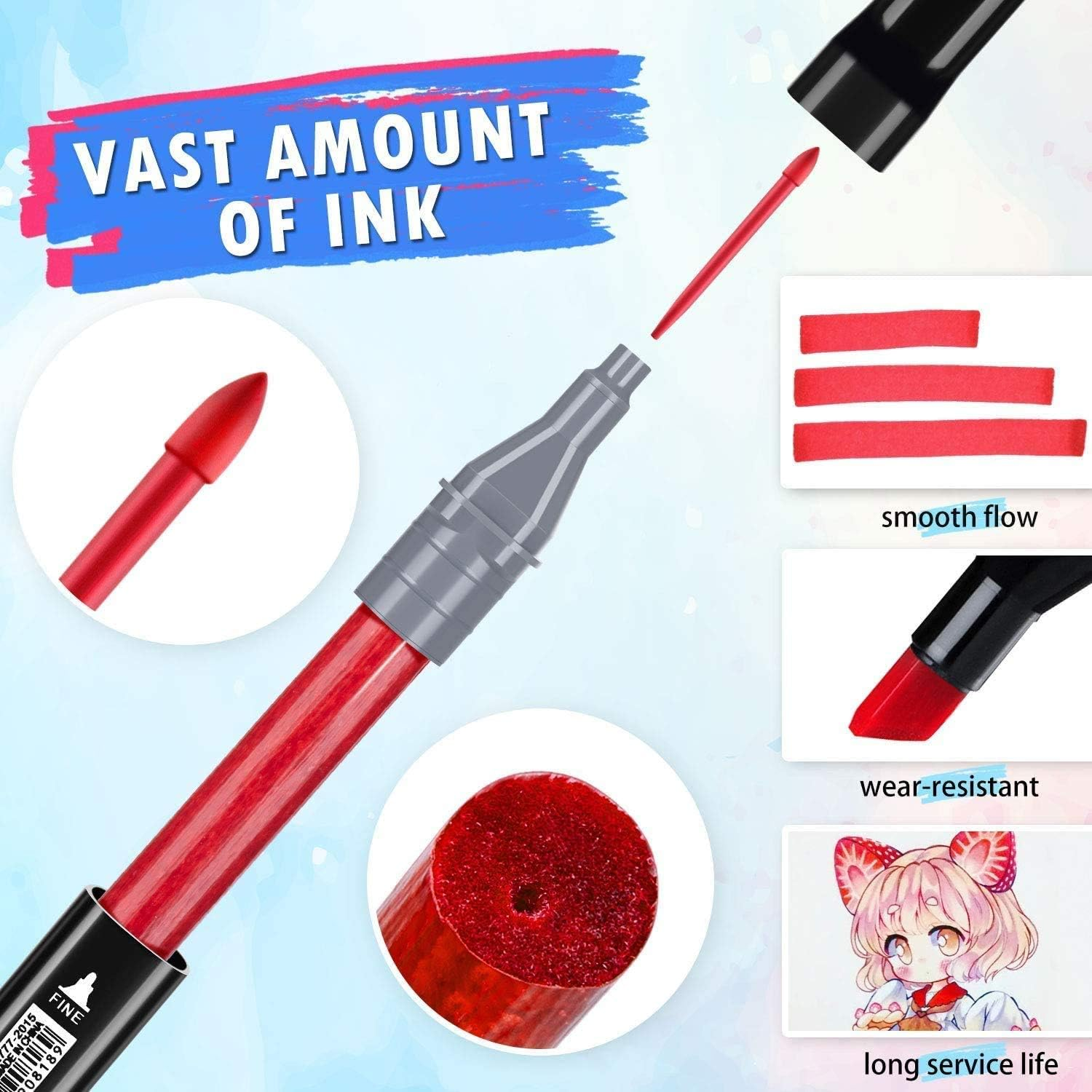 80 Color Alcohol Markers Pen Set for Drawing, Thebeautiful Artist Art Markers Permanent Dual Tip Drawing Markers Set, Sketch Color Illustration Highlighting for Kids Adult Markers(Black Shell)