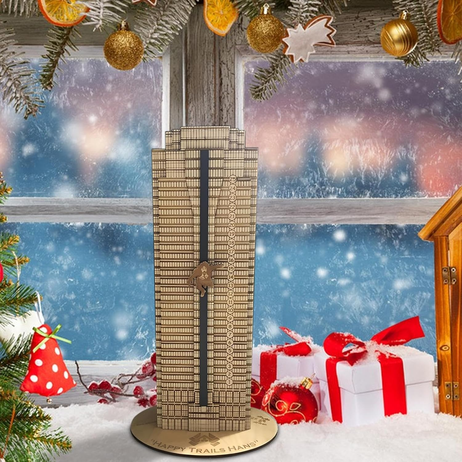 Wooden Die Hard Advent Calendar, 1/2PCS Hans Gruber Christmas Advent Calendar, Falling off Nakatomi Plaza Countdown Calendar, 2023 New Christmas Ornament, for Home Decor & Gifts image number 6