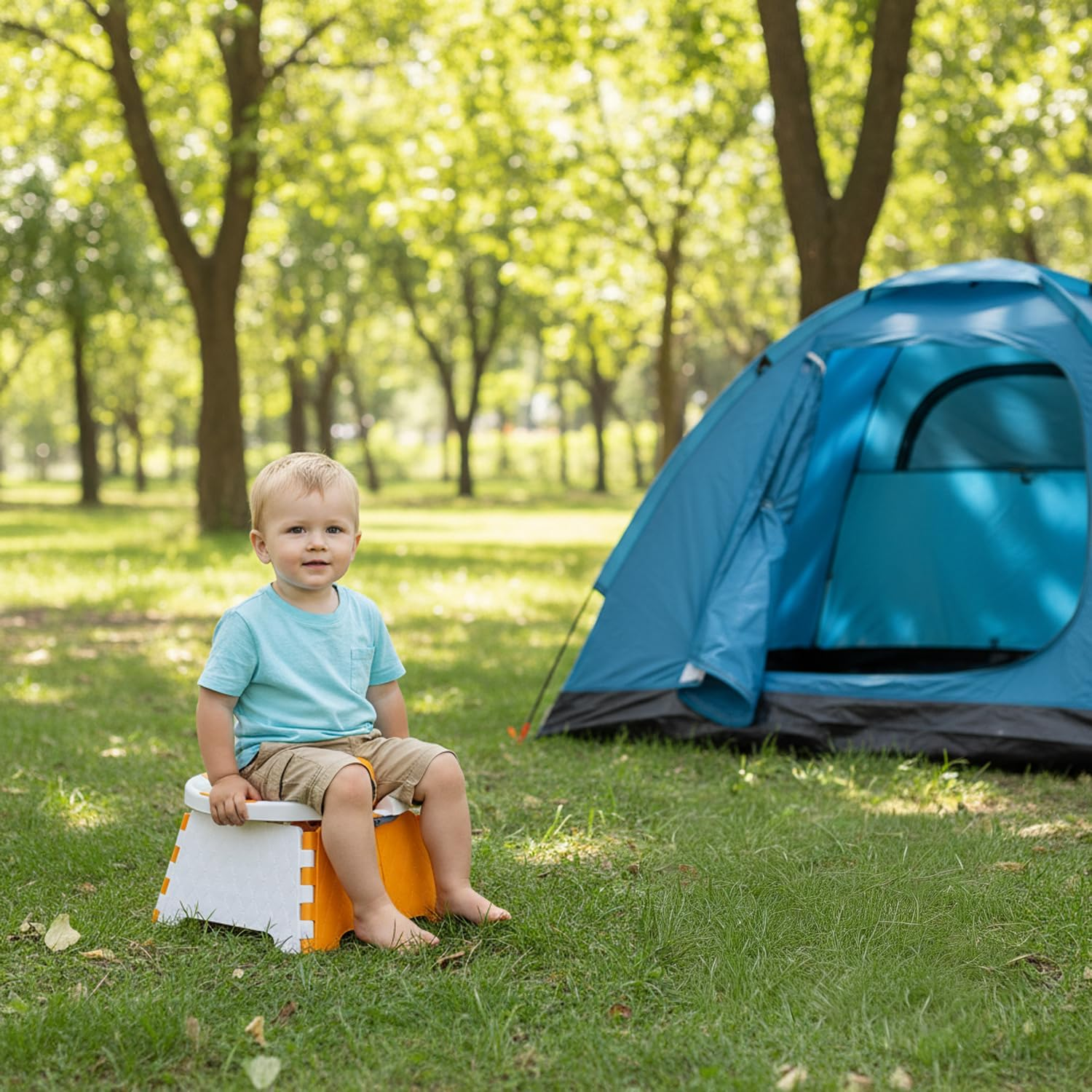 Portable Outdoor Potty Seat for Toddlers with 30 Disposable Bags for Easy Cleanup, Foldable Travel Potty for Camping with Carry Bag - Orevan image number 1