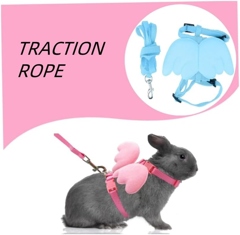GYWHOOFT 2 Sets Rabbit Harness and Leash, Rabbit Leash Cat Escape Leash Bunny Traction Rope Travel Vest Rope Leash Pet Walking Rabbit Rope Travel Dog Harness Rabbit Traction Strap Puppy Harness image number 2