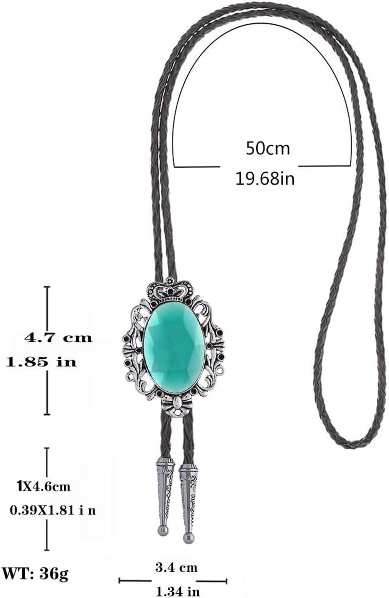 Jeilwiy Bolo Tie for Men Natural Turquoise Bolo Tie for Women Western Ties Cowboy Necktie Native American Bolos image number 5