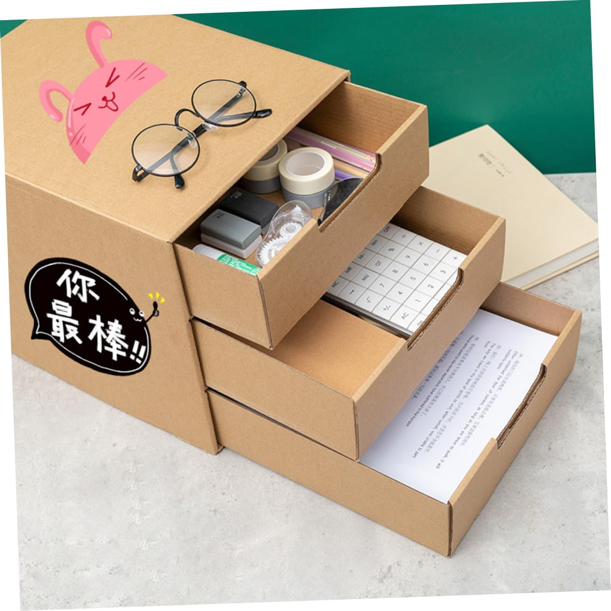 SEWACC Desk Drawer Organizer Sturdy Paper File Box Smooth Fixing Multi-Purpose Storage for Documents Stationery Accessories for Office Home Use image number 3