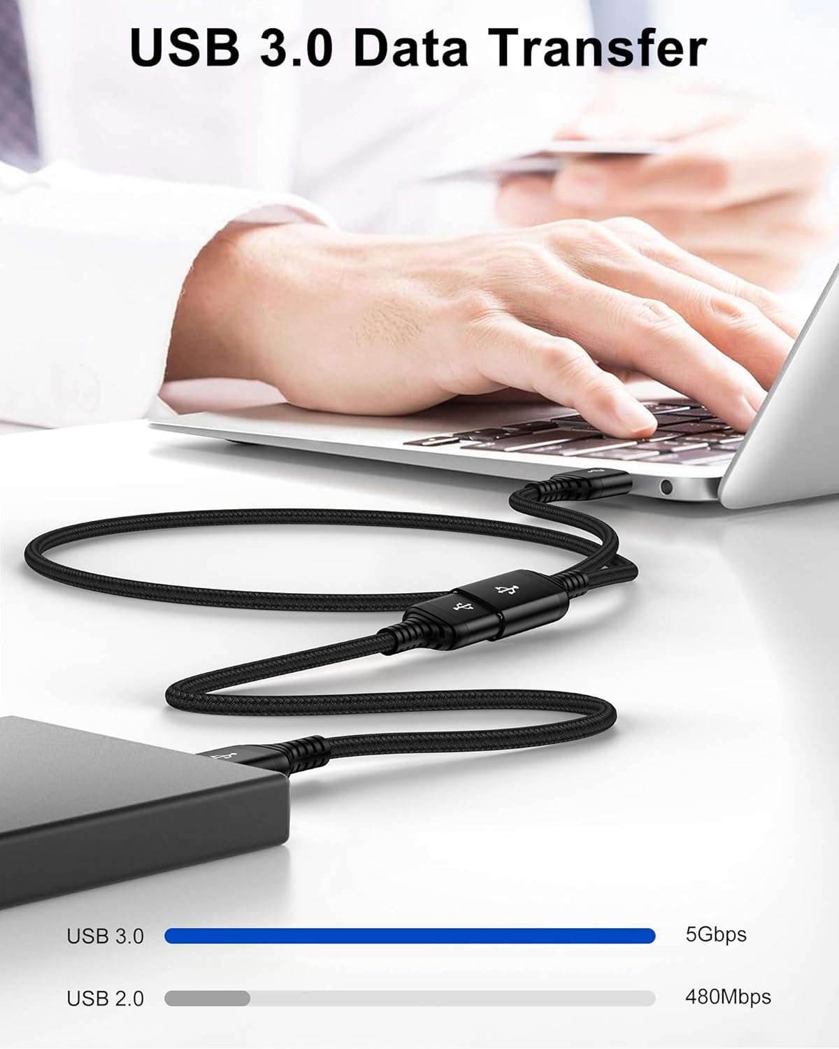 USB Extension Cable, USB 3.0 Male to Female Extender &ndash; Fast Data Transfer Cable for PC, Webcam, Printer, USB Keyboard, Flash Hard Drive, Camera, Controller (Type a to A, 6Ft) image number 4