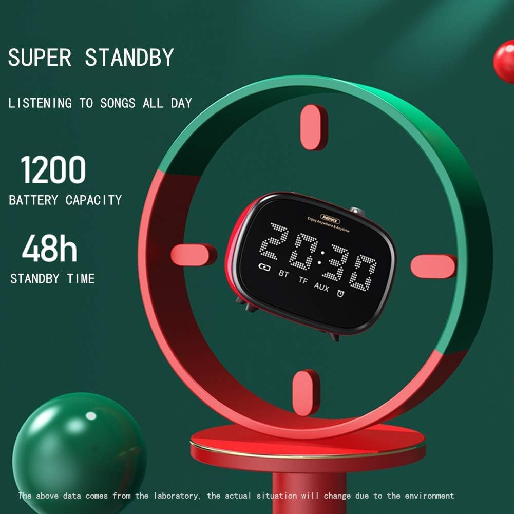 Bluetooth Speaker, Alarm Clock Speaker Bedside, LED Display Time, Hands-Free Calling, AUX, Long Battery Life,Tf, Simple Hifi Bass Button image number 4