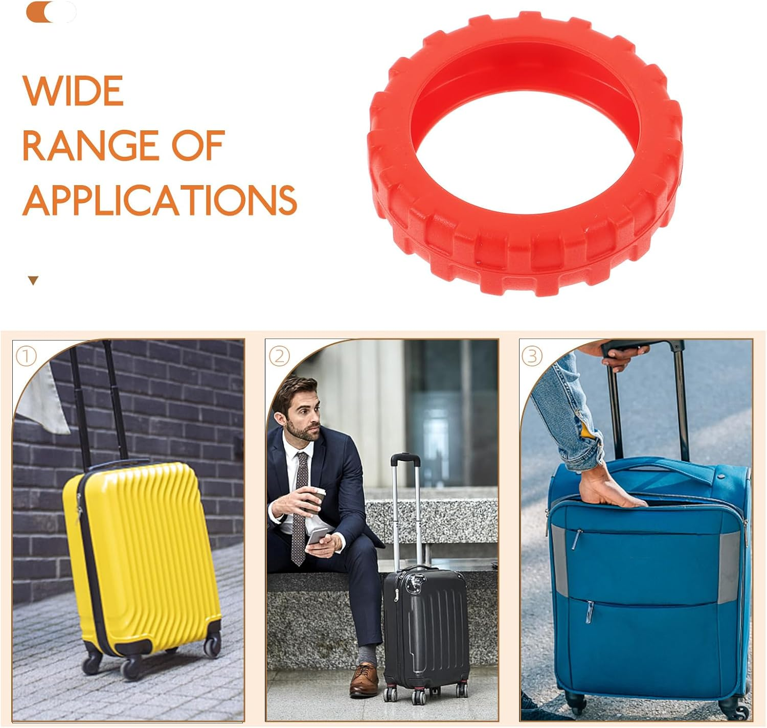 SOESFOUFU Travel Gear Luggage Wheel Covers 8Pcs Silicone Shock Absorbing Noise Reduction Protectors for Suitcase Wheels Easy Installation image number 4