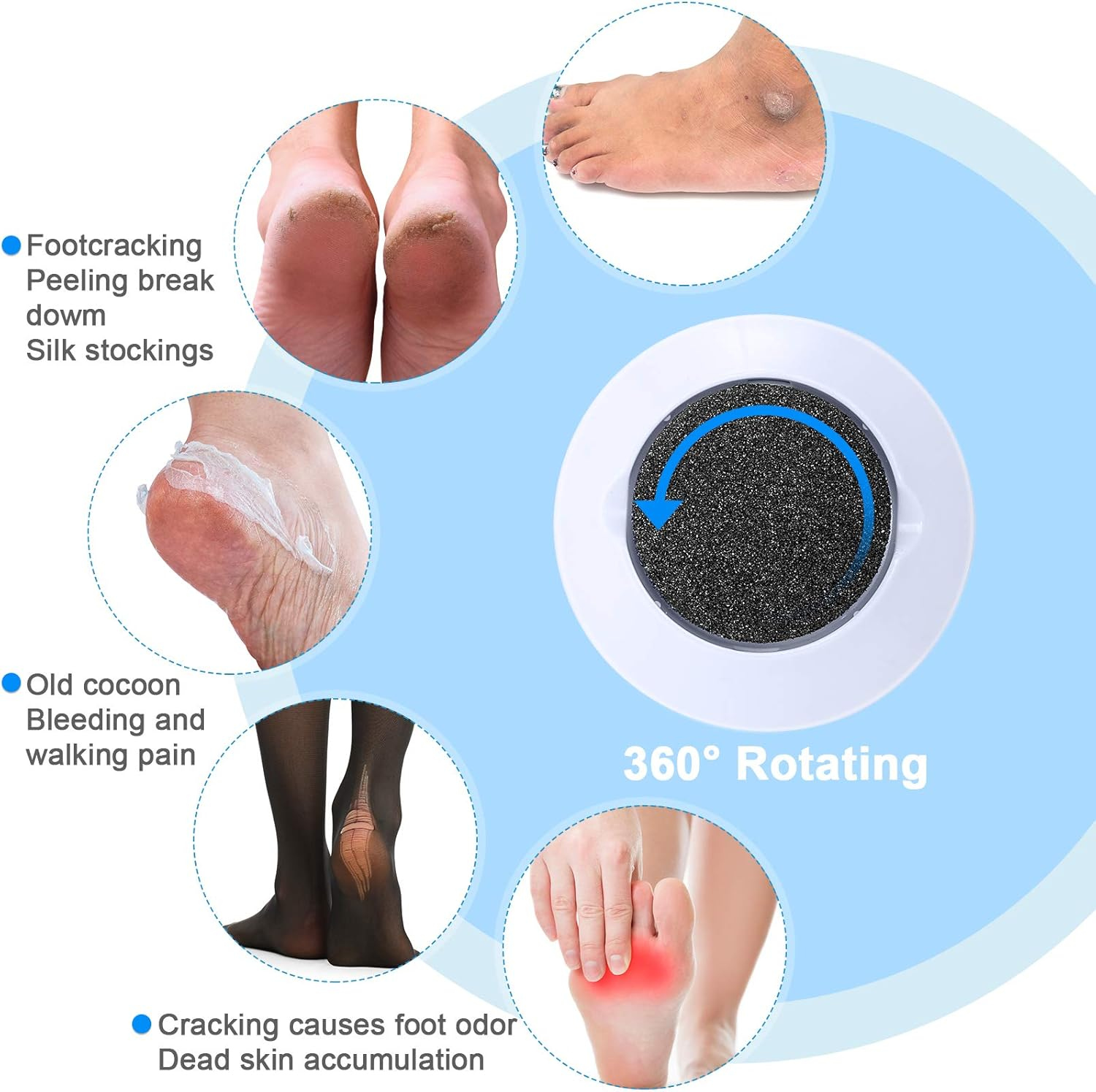 (Black, Gray) - 20 Pieces Regular Coarse Replacement for Portable Electric Foot Grinder Foot File Callus Remover Electric Callus Remover Hard Skin Eliminator Grind Head for Cracked Heels Dead Skin image number 5