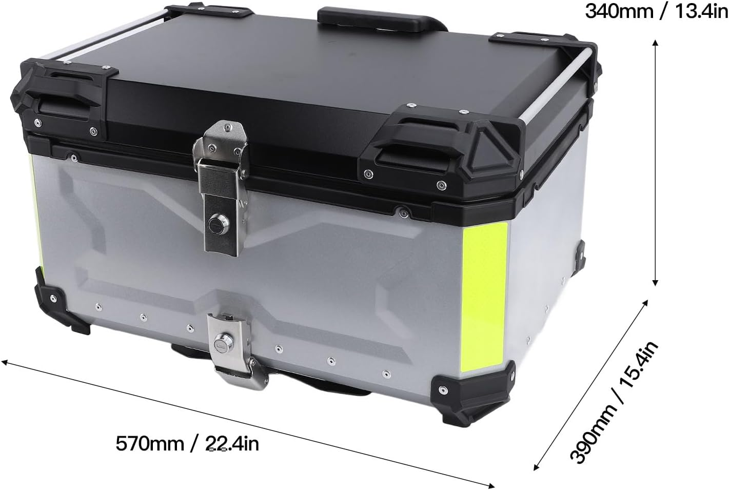 Jiawu 65L Aluminum Motorcycle Top Case, Waterproof Trunk with Security Lock, Tail Box for Helmet Luggage, Quick Release Base Plate, Compatible with Motorcycle & Scooter image number 5
