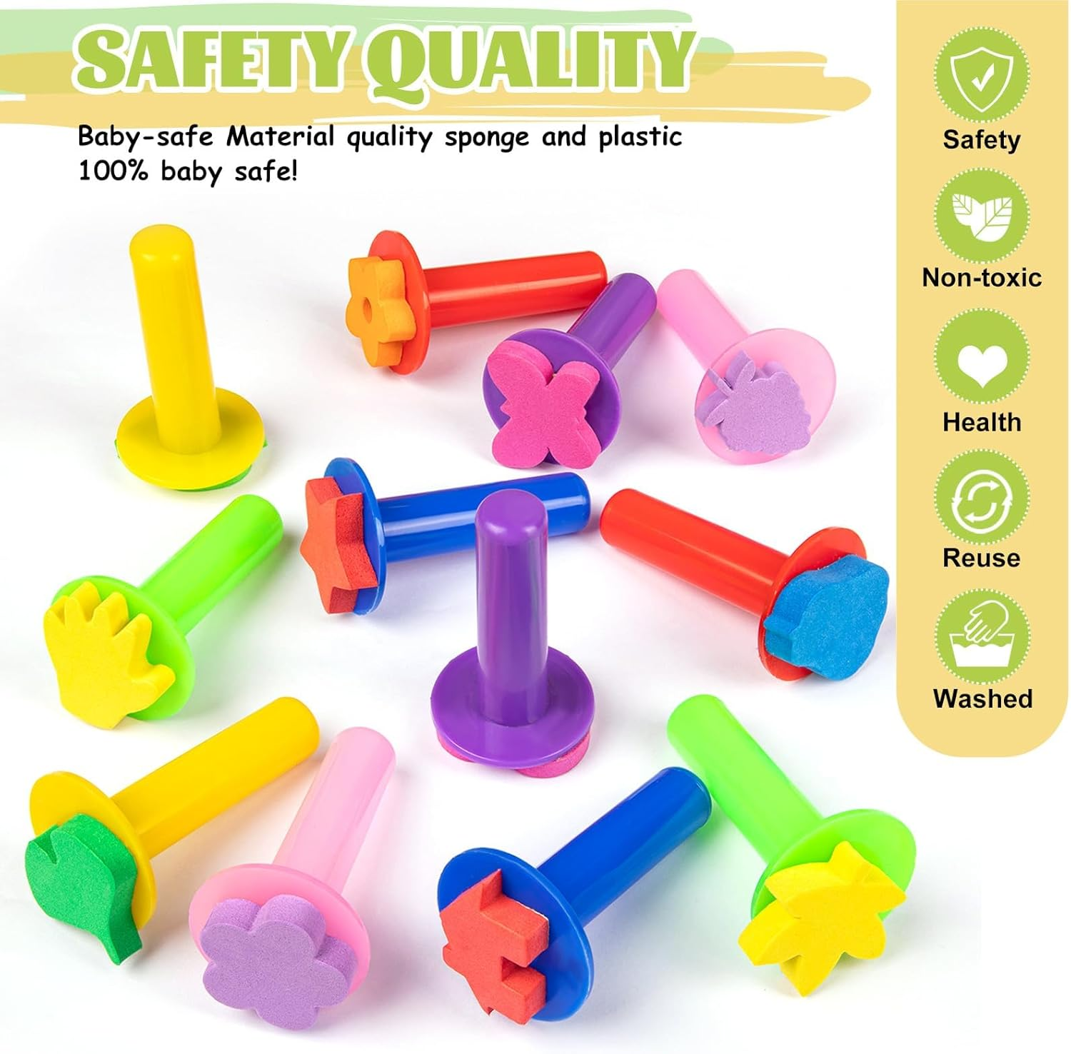 12Pcs Paint Stamps for Kids, Painting Sponges, Educational Foam Stamps for Toddler Finger Painting, Sponge Brush Set for Kids&rsquo; Artistic Creativity, Foam Art Supplies. image number 1