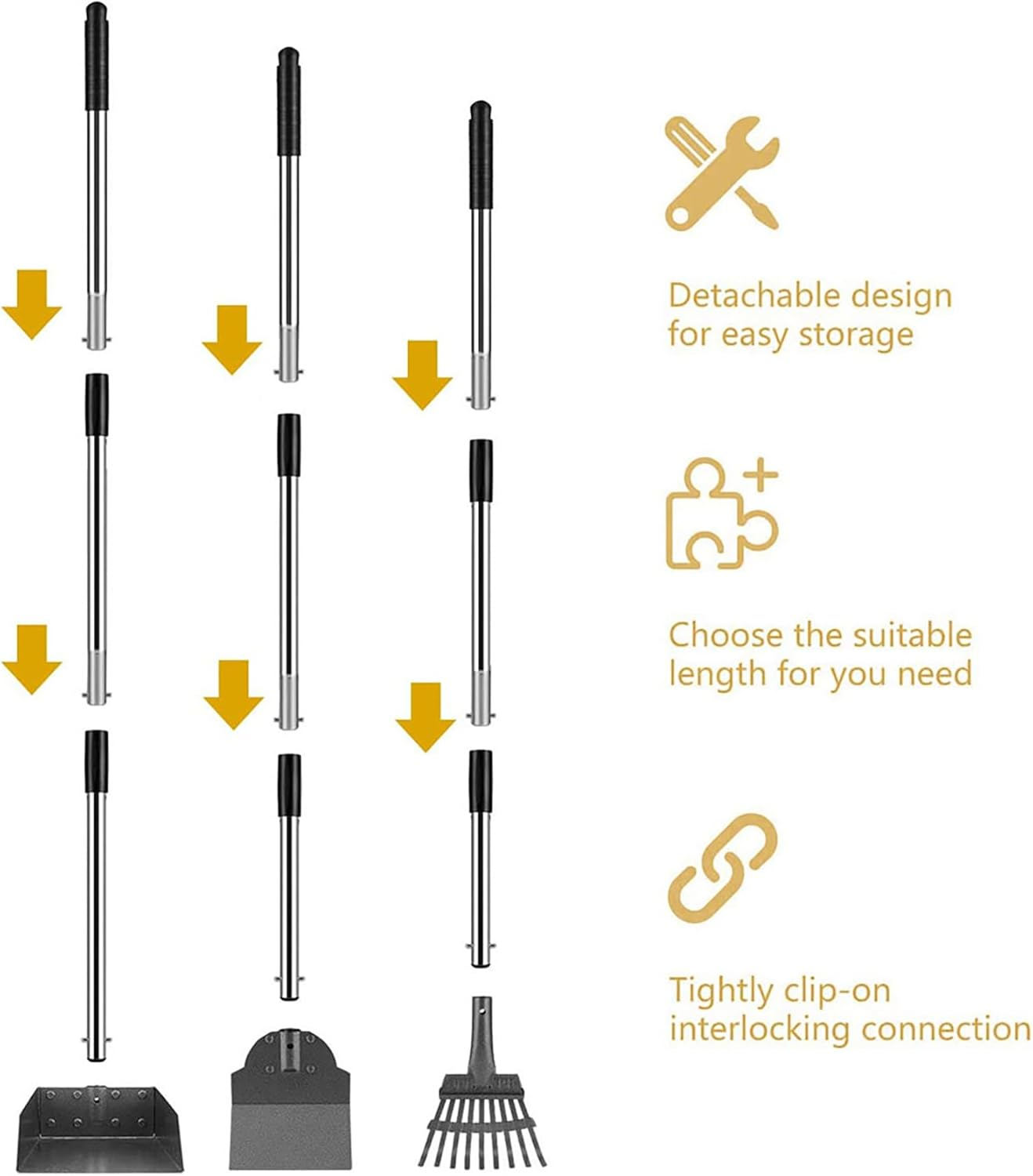 Dog Pooper Scooper, Adjustable Long Handle Poop Scooper with Tray, Rake and Spade, Steel Stainless Poop Scoop for Small Medium Large Dogs and Pet, Waste on Grass, Dirt or Gravel image number 6
