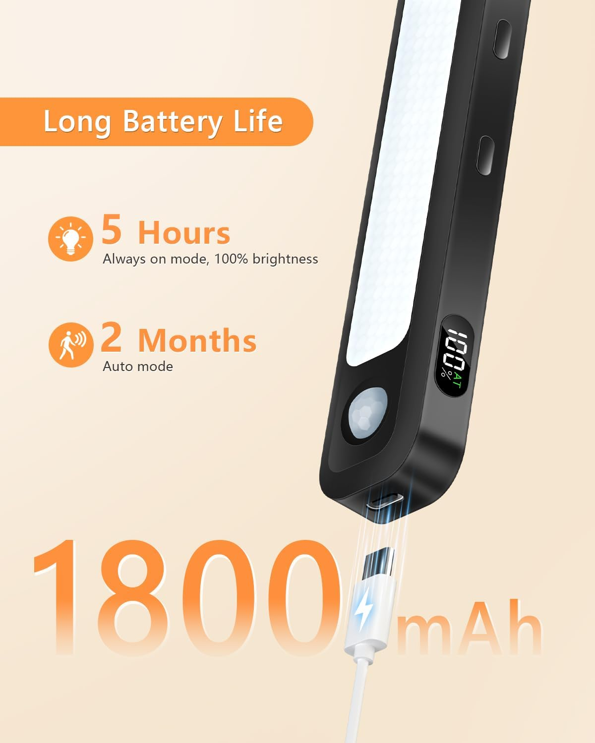 WILLED Motion Sensor Light Indoor with Remote Control,64 LED under Cabinet Lighting,Battery Operated Closet Lights,3 Colors Temps Rechargeable Light Bar for Kitchen,Wardrobe,Pantry,Stair,Black(4 Pack) image number 2