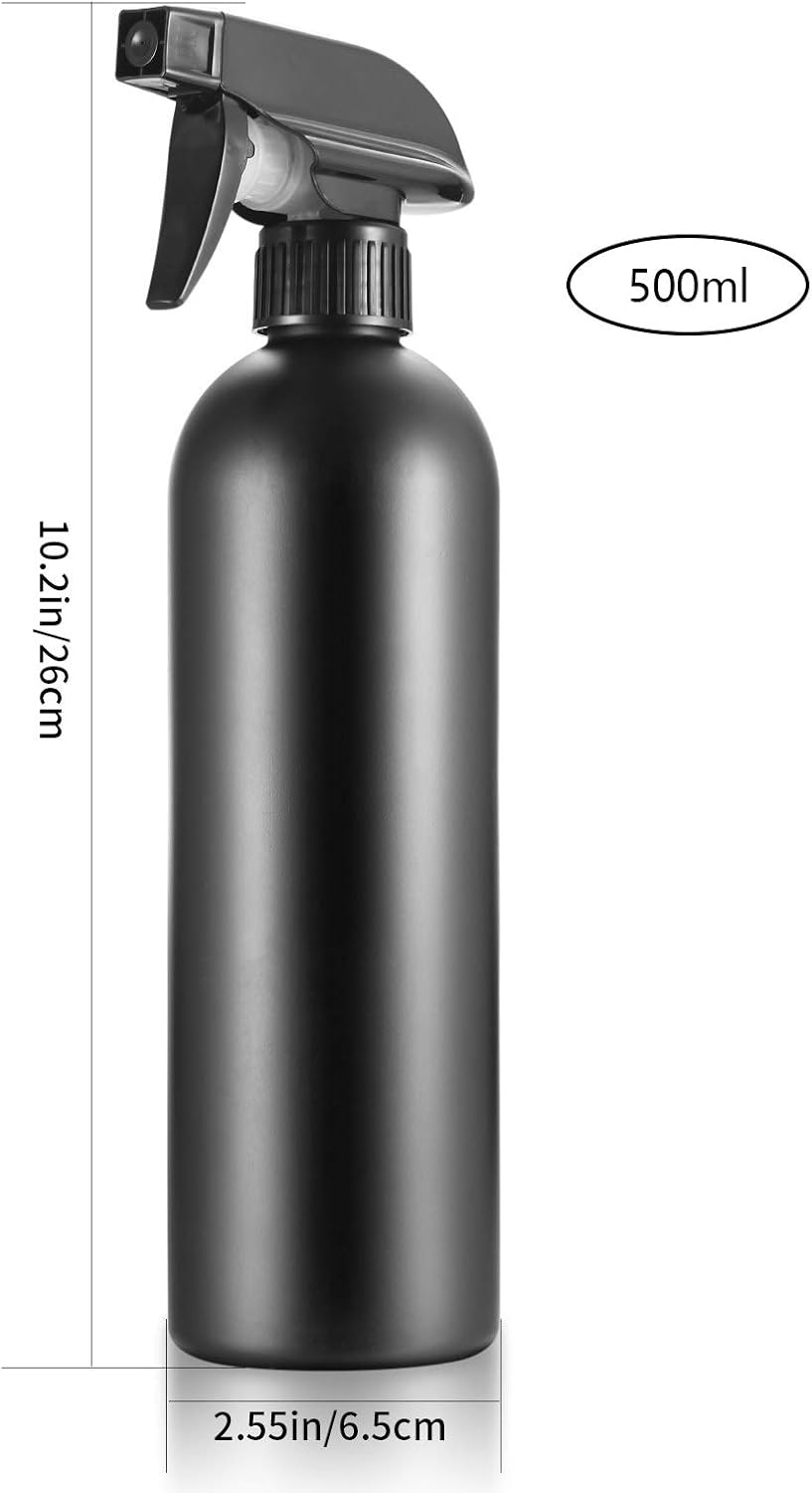 3 Pcs Plastic Spray Bottles, 500 Ml/17 Oz, Black, Refillable, Heavy Duty, Reusable, BPA Free, Sprayer, Garden