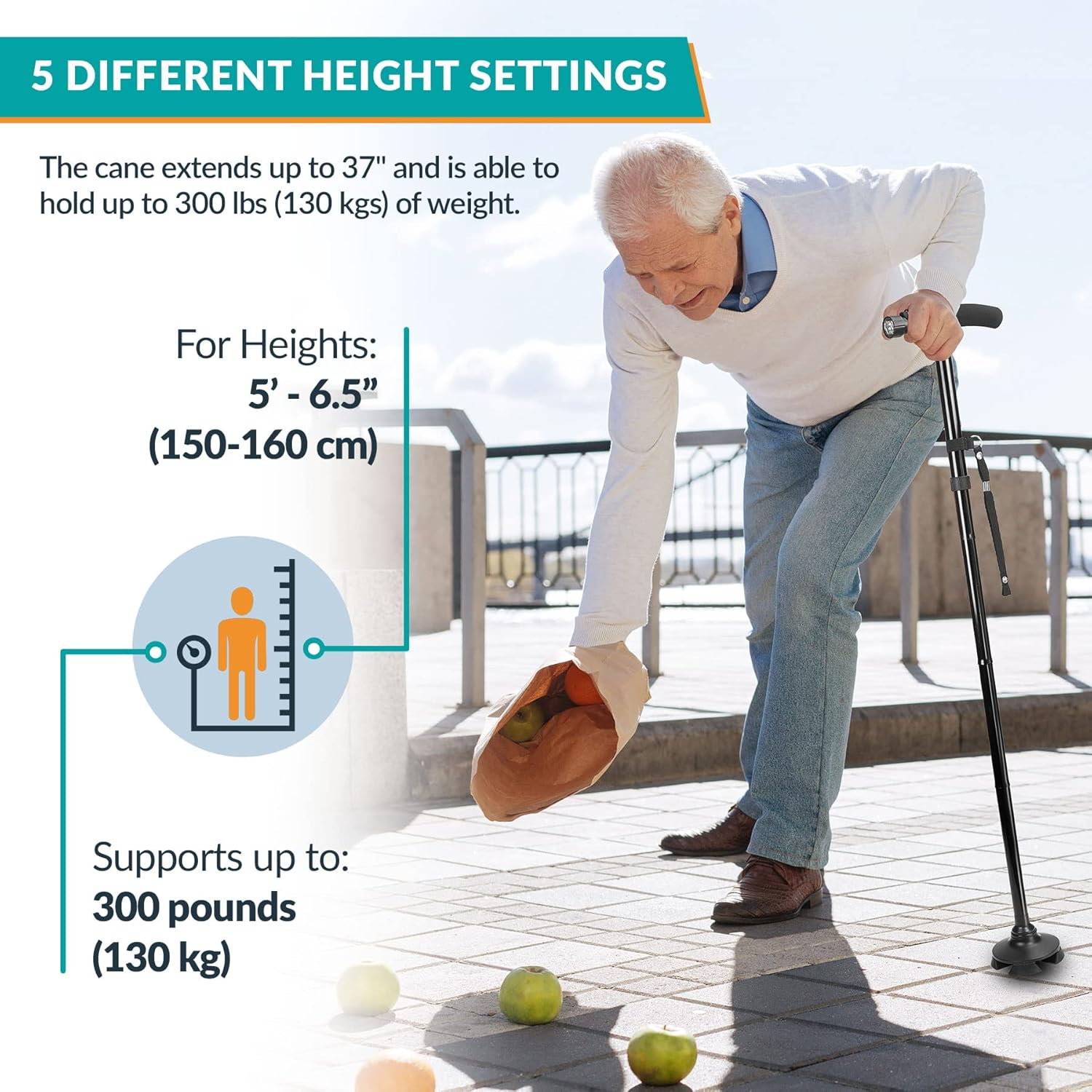 Folding Cane with Led Light - Adjustable Walking Sticks LED Light to Get around Easier in the Dark, Collapsible Canes with Rubber Feet for Men and Women image number 2