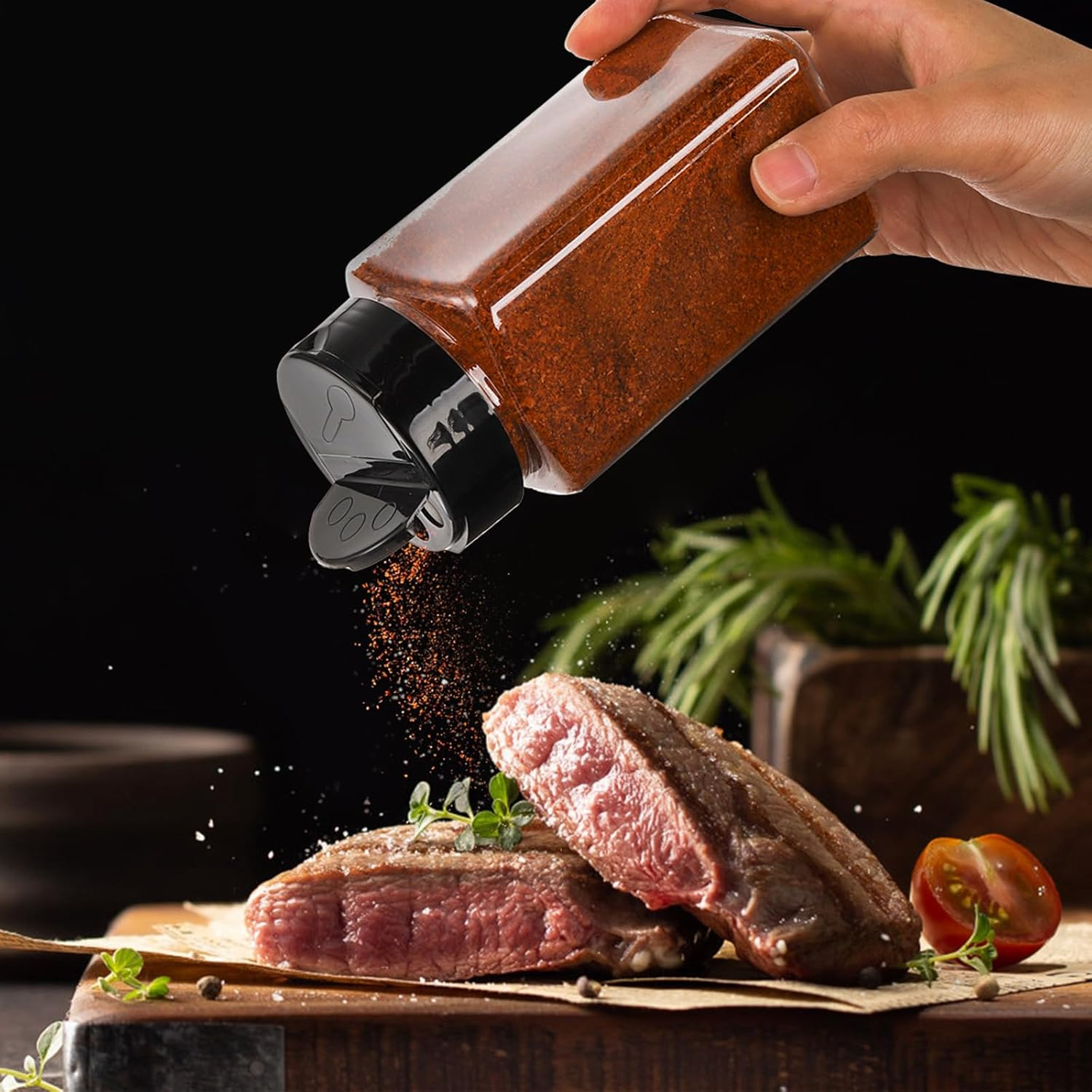 Bekith 16 Pack 9 Oz Plastic Spice Jars Bottles Containers with Black Cap &ndash; Perfect for Storing Spice, Herbs and Powders image number 1