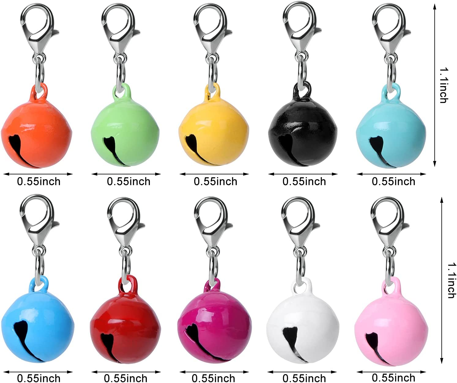 Molain 10 Pcs Cat Dog Collar Bells, Jingle Bell for Cat Collar, Dog Collar Charms, Colourful Pet Small Bells with Clasps, Pet Collar Accessories, Festival Party DIY Crafts Decoration image number 5