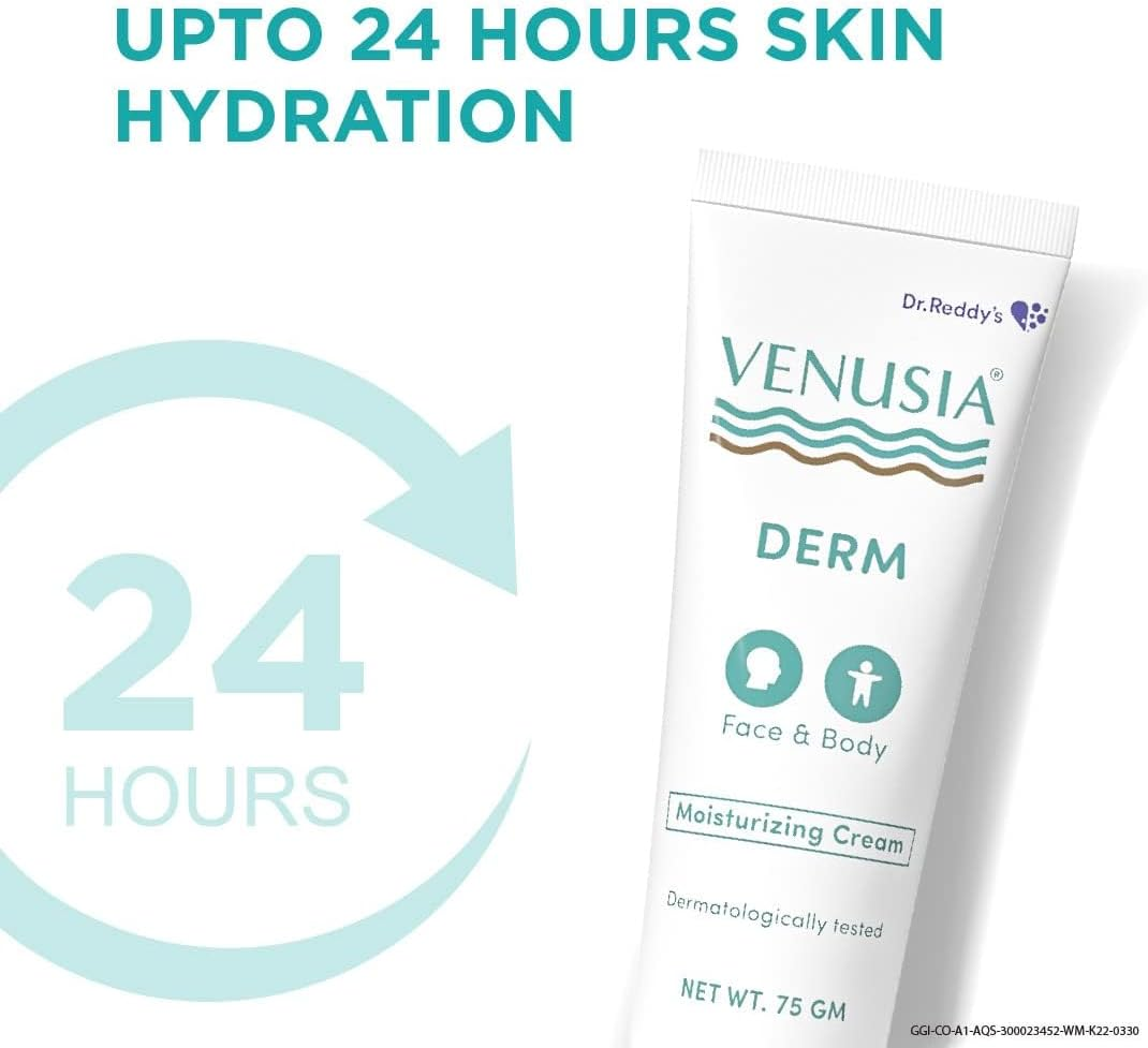 VENUSIA Dr Reddy'S Derm Moisturizing Lotion for Face and Body,Repairs and Nourishes Dry Skin,Relieves Minor Itching and Irritation,Moisturization and Hydration That Lasts up to 10 Hours,Pack of 1 image number 4
