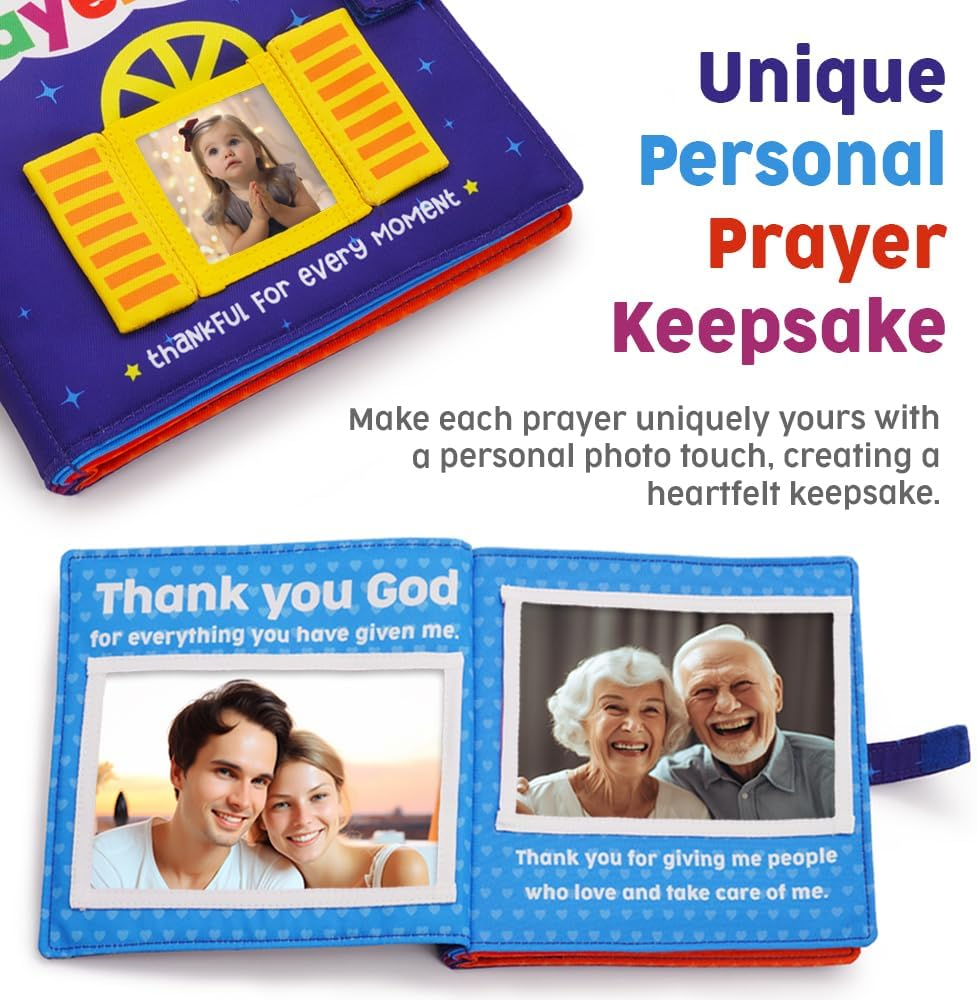 My First Prayer Book | Personalized Prayer Photo Book Album for Newborn, Infant, Baby Toddler, Godchild, Birthday, Baptism, Christening or Dedication (Blue) image number 3