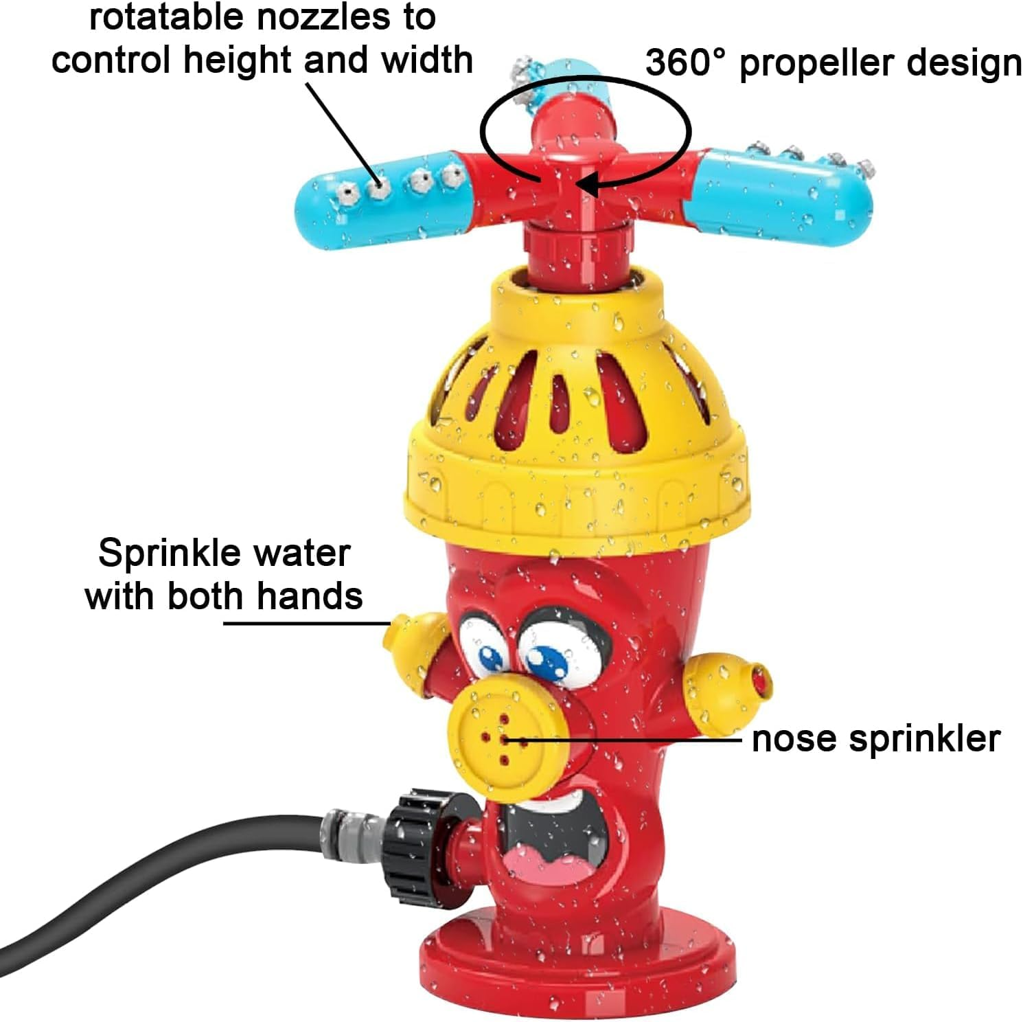 B-Qtech Hydrant Sprinkler Toy for Children Outdoors, Lawn Sprinkler for Children, Water Toy Garden with Rotating Nozzles for Boys Girls Gift Interactive Outdoor